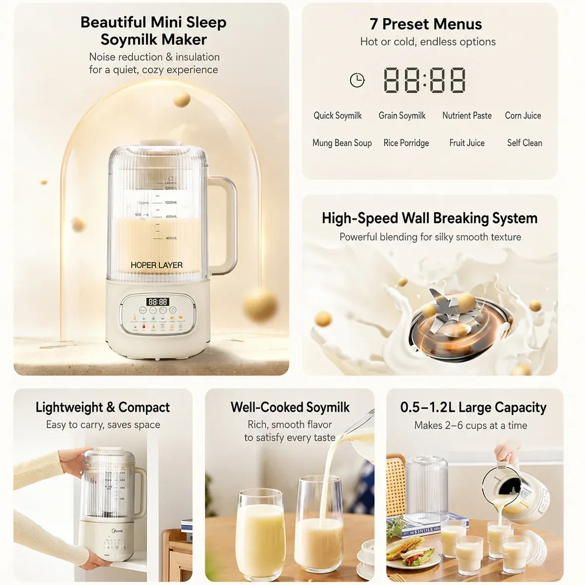 Hoper Layer 8in1 Quite Cooking Blender with Silent Shield 24H - Cleaning AU