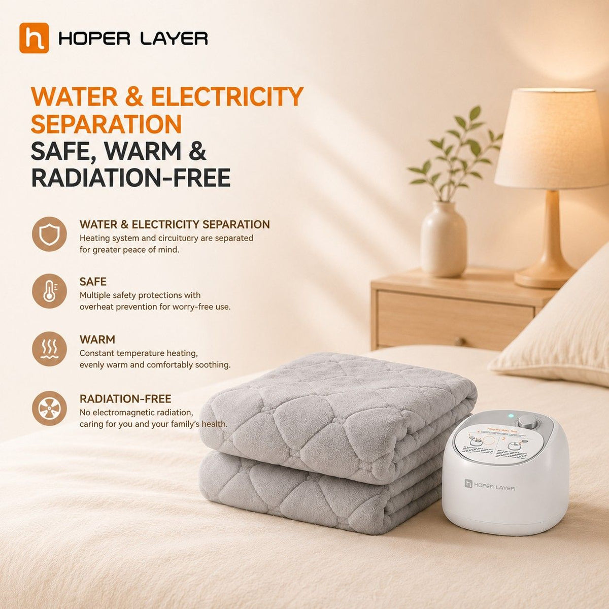 HOPER LAYER WHB15 Water Heated Blanket Water Heating Mattress Pad