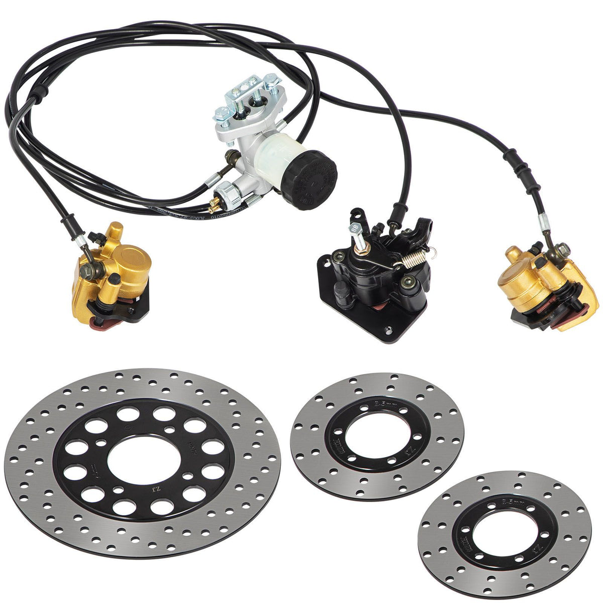 Go Kart Brake Master Cylinder Kit Go Kart Hydraulic Brake Kit Universal Go Karts Brake Kit Complete Including Master Cylinder, Hose, Caliper, Pad for 150cc Automotive