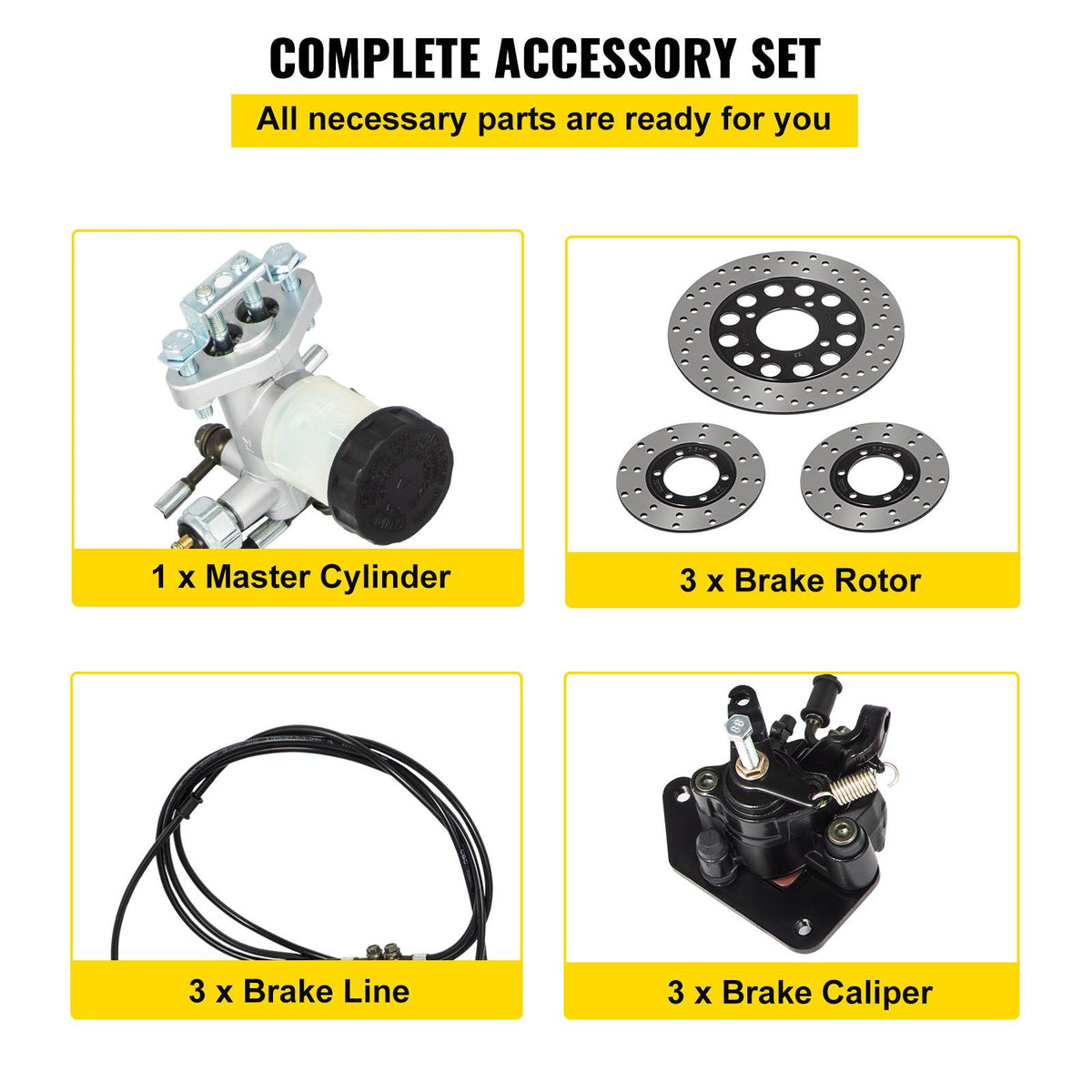 Go Kart Brake Master Cylinder Kit Go Kart Hydraulic Brake Kit Universal Go Karts Brake Kit Complete Including Master Cylinder, Hose, Caliper, Pad for 150cc Automotive