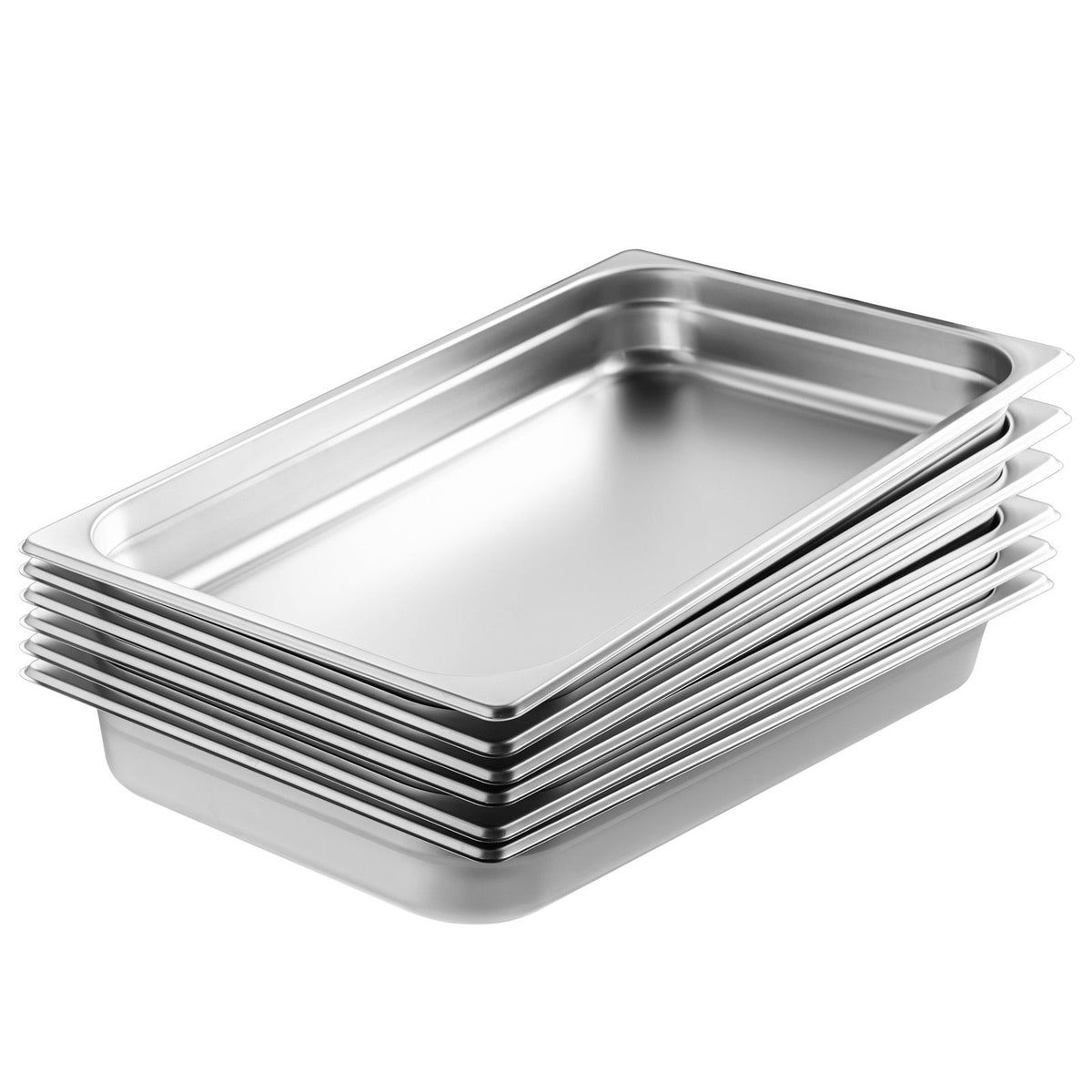 6 Pack Hotel Pans, Full Size Anti-Jam Steam Pan, 0.8mm Thick Stainless Steel Restaurant Steam Table Pan, 2.5-Inch Deep Commercial Table Pan, Catering Storage Food Pan, for Industrial & Scientifi
