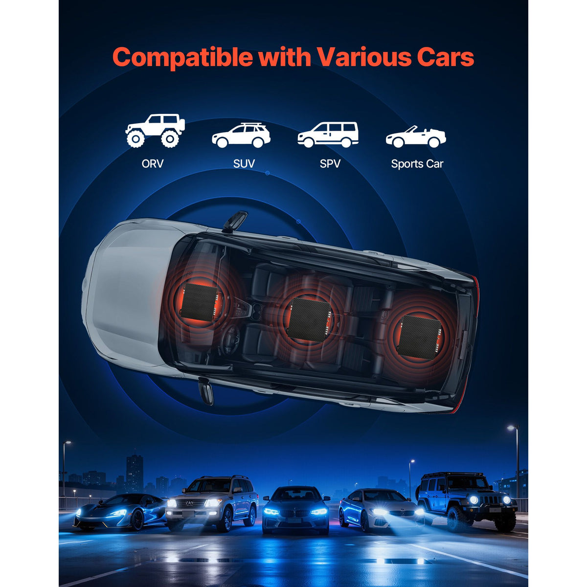 Car Audio Amplifier, 2-Channel Bridgeable Car Amplifier, Full-Range Class AB Stereo Amp, Max. 2 x 300W at 4 Ohms / 2 x 600W at 2 Ohms, High Output, for SUVs, Pickups, and Off-Road Vehicles