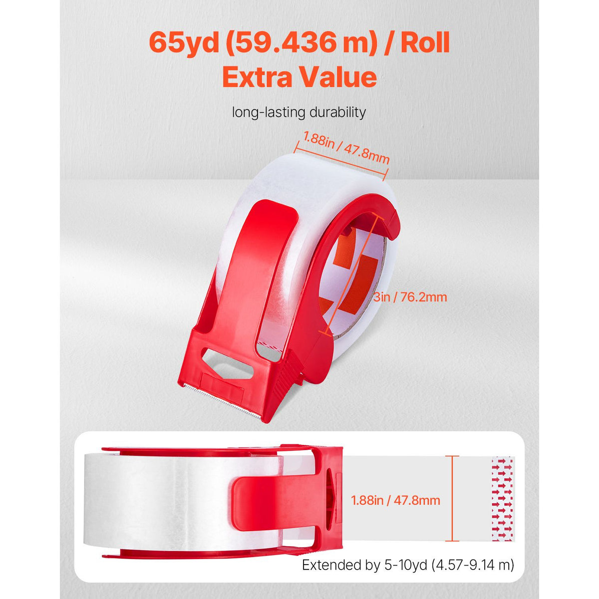 Packing Tape 6 Rolls 65 Yards Clear Shipping Tape with Dispenser 2.7 Mil