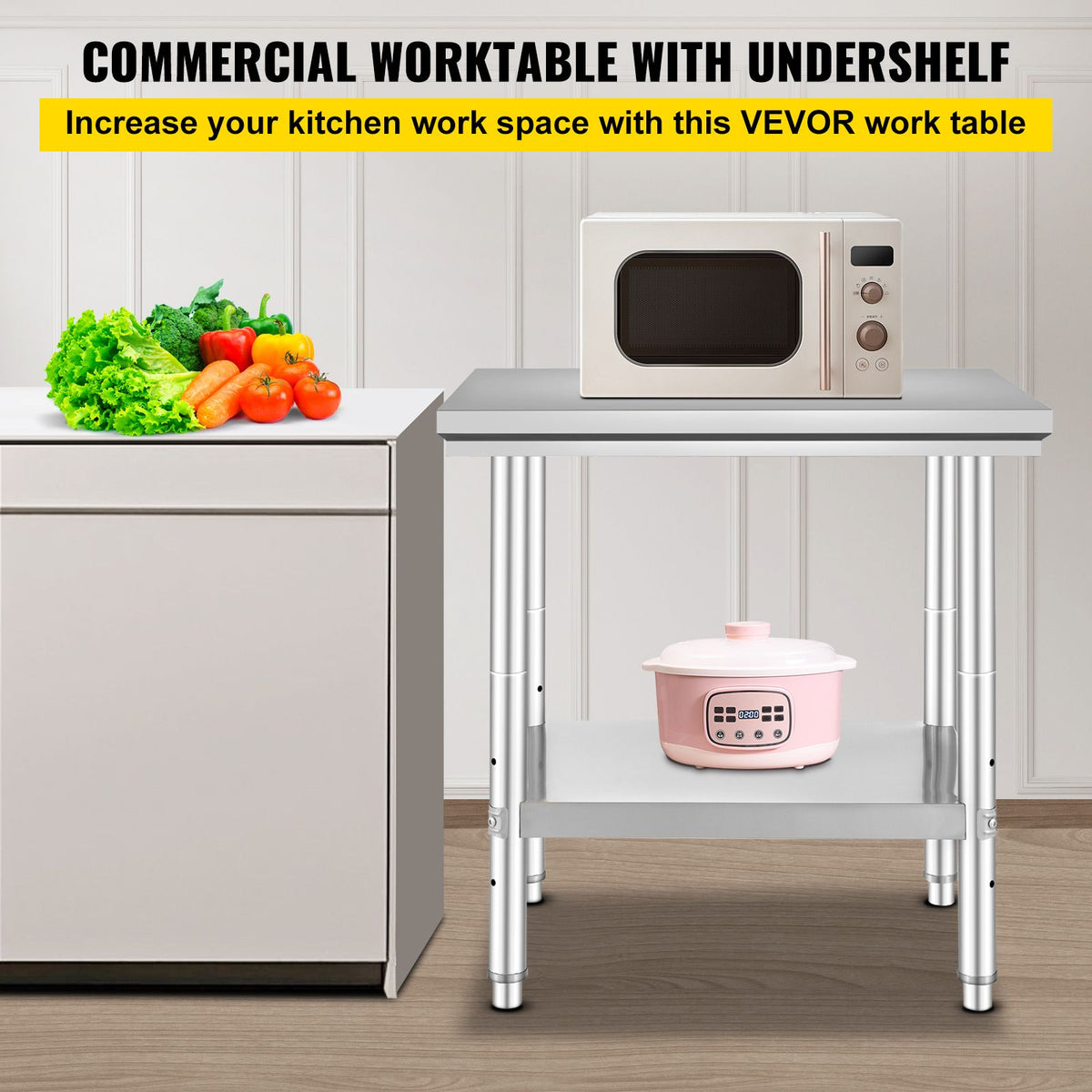 Commercial Worktable & Workstation 24 x 30 x 32 Inch - V952-60X76X80CFGZTTZT1V0