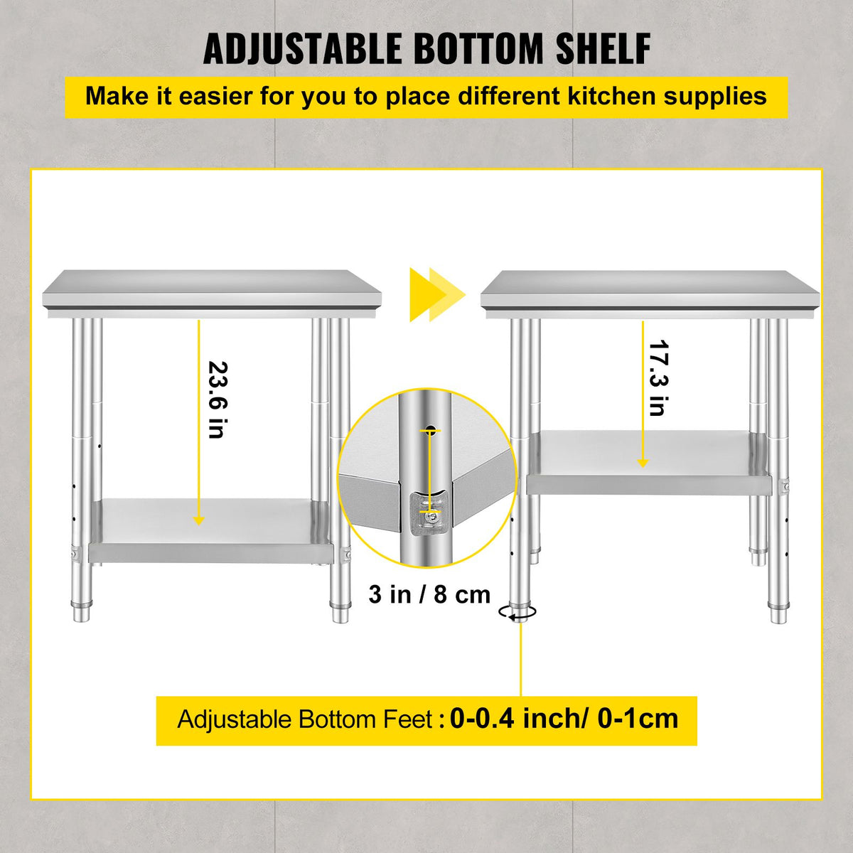 Commercial Worktable & Workstation 24 x 30 x 32 Inch - V952-60X76X80CFGZTTZT1V0