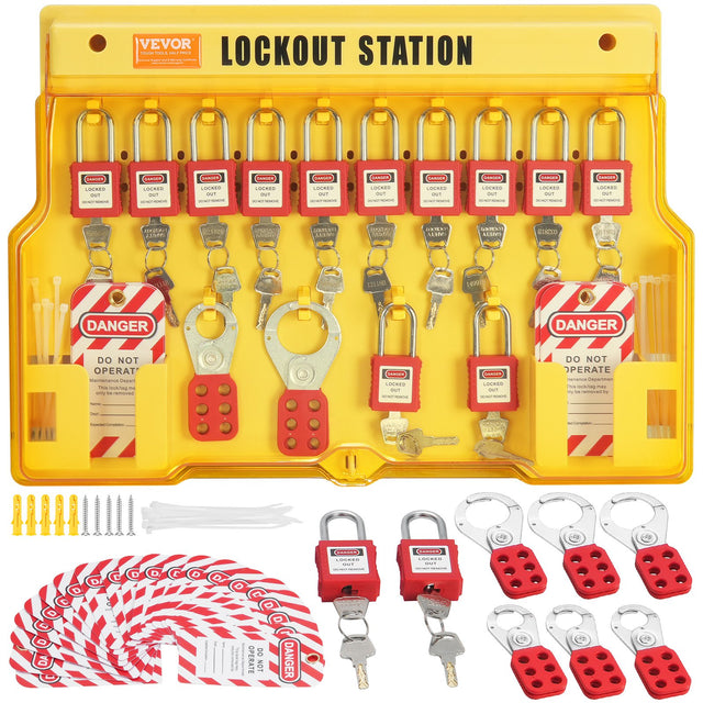 60pc Lockout Tagout Safety Kit Padlocks Hasps Tags Station Board