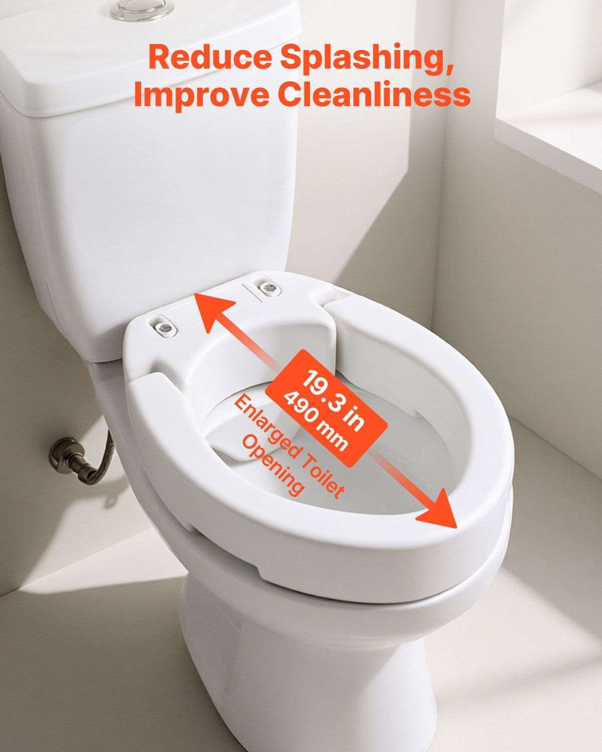 Raised Toilet Seat, 136.1 kg Load Capacity, 88.9 mm Lift Height, Commode Elevated Toilet Seat Riser with Enlarged Opening for Seniors, Elderly, Handicap, Disabled, Adults, Fits Elongated Bowl