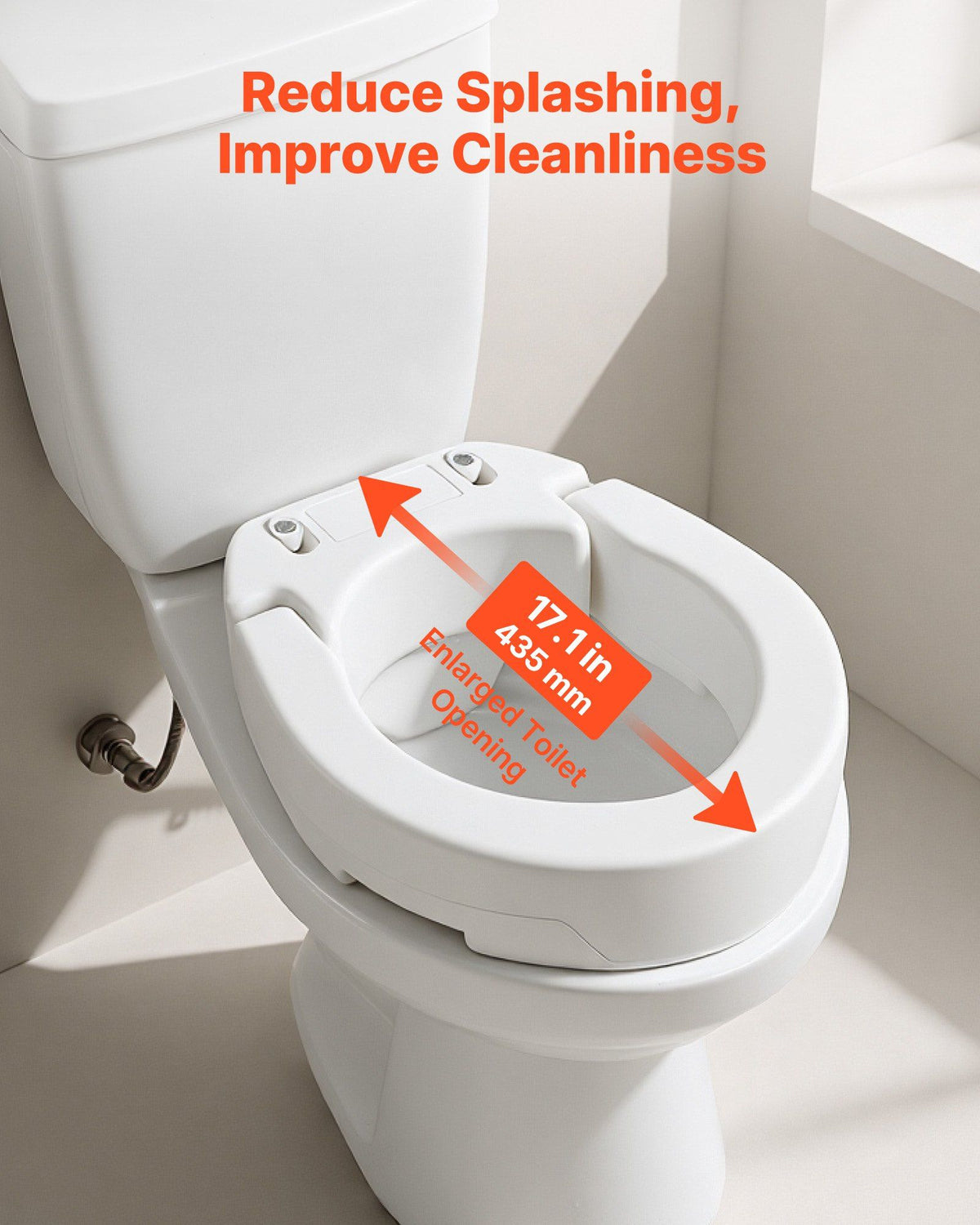 Raised Toilet Seat, 136.1 kg Load Capacity, 88.9 mm Lift Height, Commode Elevated Toilet Seat Riser with Enlarged Opening for Seniors, Elderly, Handicap, Disabled, and Adults, Fits Round Bowl