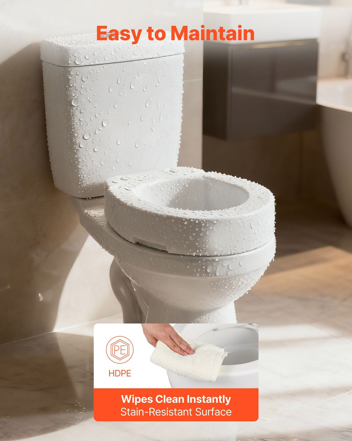 Raised Toilet Seat, 136.1 kg Load Capacity, 88.9 mm Lift Height, Commode Elevated Toilet Seat Riser with Enlarged Opening for Seniors, Elderly, Handicap, Disabled, and Adults, Fits Round Bowl