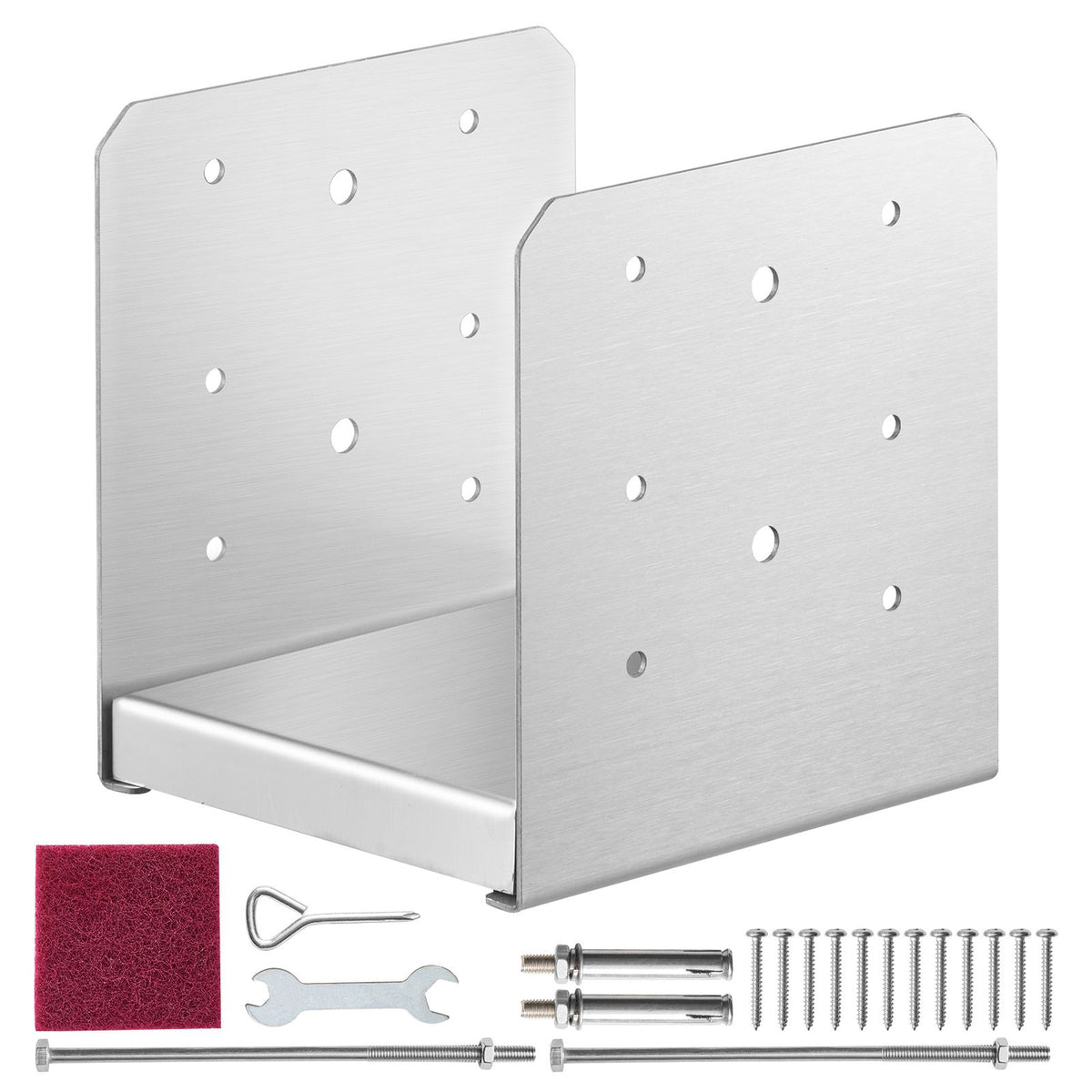 152.4x152.4 Post Base, 1Pcs Stainless Steel Adjustable Post Anchor Bracket(Internal 150 x 139.7), Adjustable Post Base for Pavilion Deck Porch Handrail Railing Support Decorative Anchor Plate