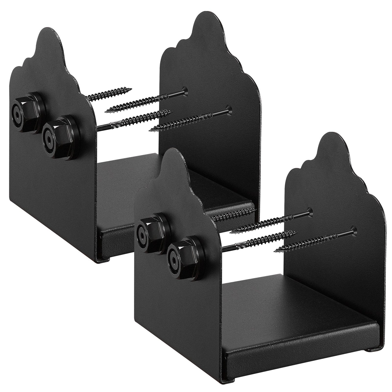 6x6 Post Base 2 Pcs, Inner Size 5.9x5.55 inch / 150x141 mm Post Brackets, Heavy Duty Carbon Steel Decking Posts, Wood Posts Brackets for Pavilion Deck Railing Support Deck Base Plate, Black