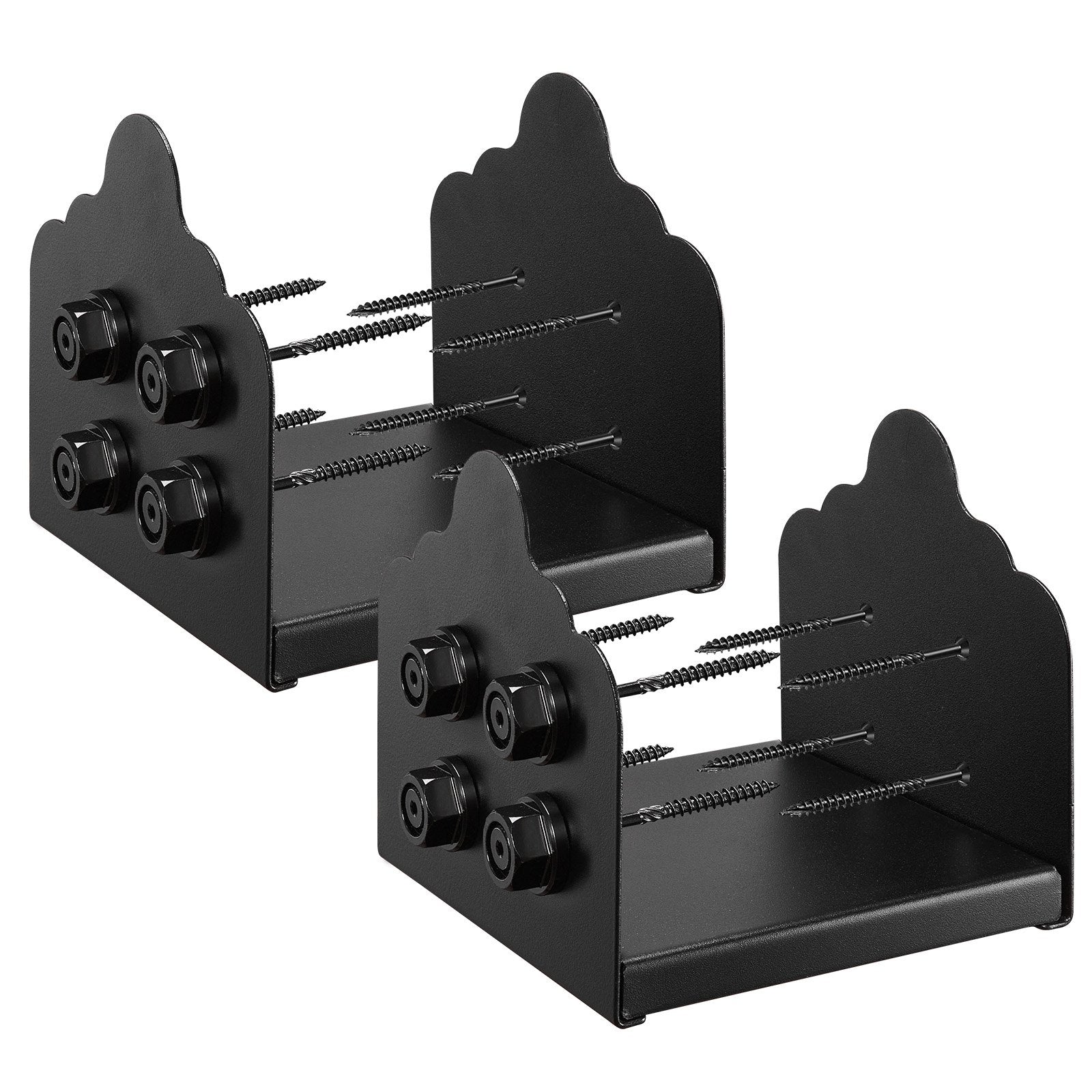 8x8 Post Base 2 Pcs, Inner Size 7.9x7.5 inch / 200x190 mm Post Brackets, Heavy Duty Carbon Steel Decking Posts, Wood Posts Brackets for Pavilion Deck Railing Support Deck Base Plate, Black