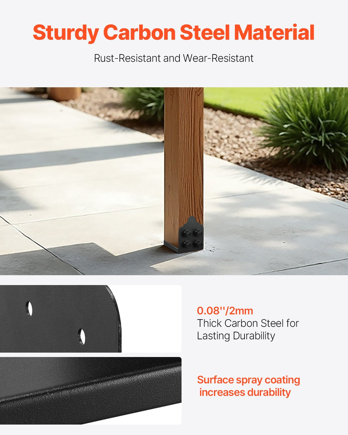 8x8 Post Base 2 Pcs, Inner Size 7.9x7.5 inch / 200x190 mm Post Brackets, Heavy Duty Carbon Steel Decking Posts, Wood Posts Brackets for Pavilion Deck Railing Support Deck Base Plate, Black