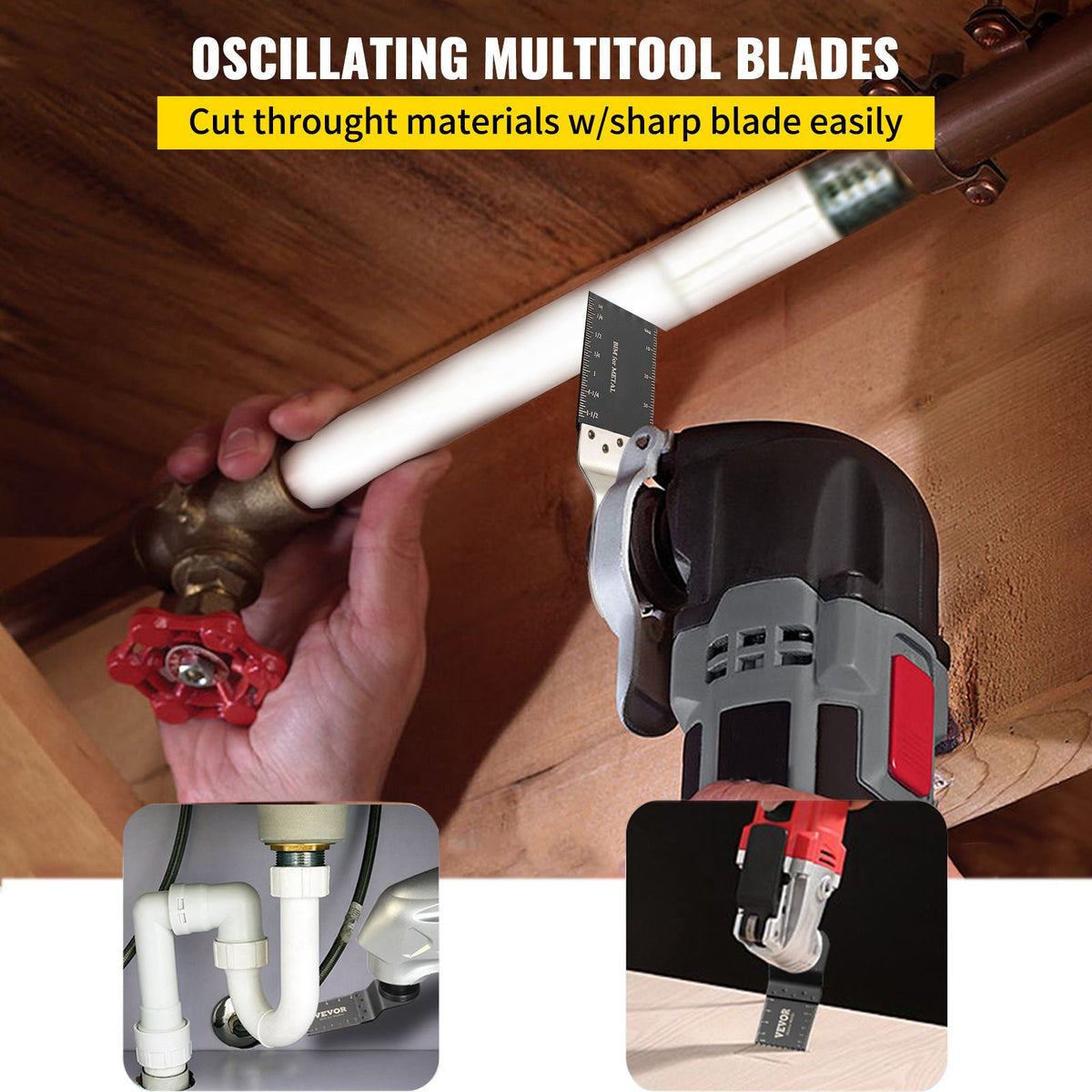 100PCS Oscillating Saw Blades, Quick Release Multitool Blades Kit, HCS Tool Blades for Wood Plastic, Compatible with Dewalt Dremel Fein Worx Bosch Makita Milwaukee