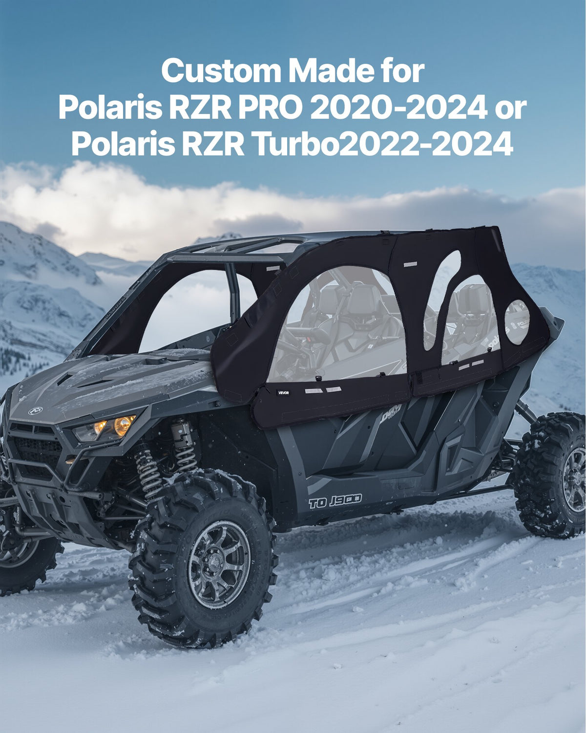 Cab Enclosure Upper Doors, Compatible with Polaris RZR PRO 2020-2024/Polaris RZR Turbo2022-2024, Soft Upper Doors, Upgraded Zipper UTV Soft Side Window Kit, Fit with Side Mirrors and Windshields