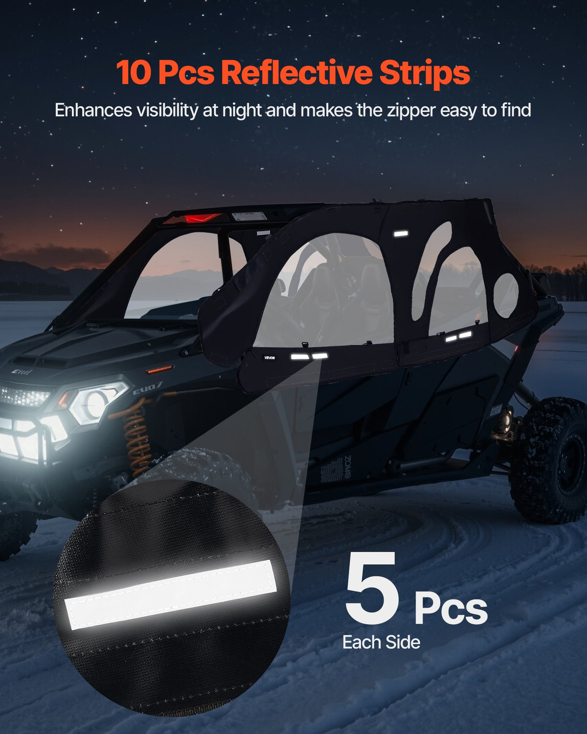 Cab Enclosure Upper Doors, Compatible with Polaris RZR PRO 2020-2024/Polaris RZR Turbo2022-2024, Soft Upper Doors, Upgraded Zipper UTV Soft Side Window Kit, Fit with Side Mirrors and Windshields