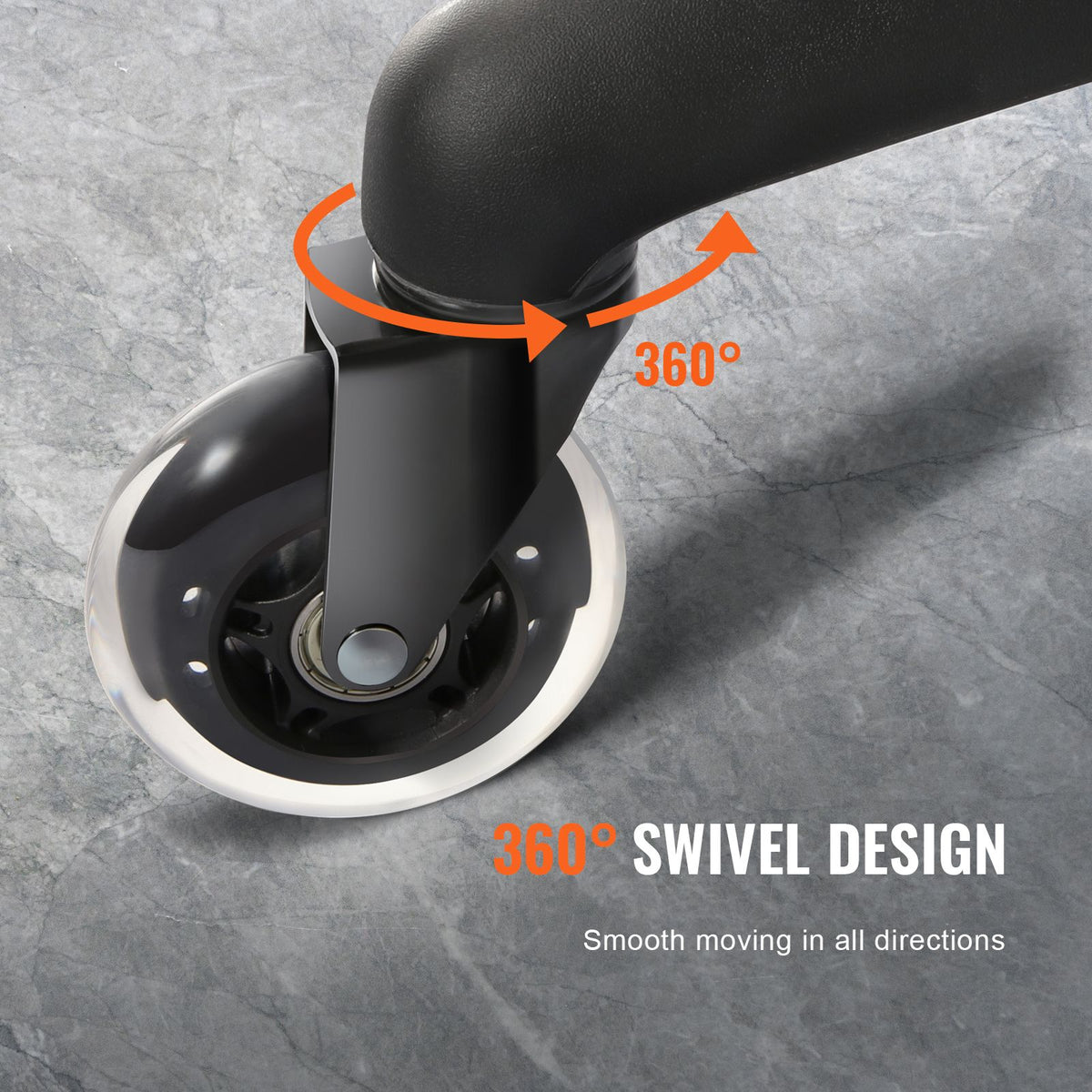 Office Chair Wheels, Set of 5, 76.2 mm Caster Wheels Replacement for Hardwood Floors and Carpet, Heavy Duty Computer Gaming Desk Casters with 59 kg Load Capacity, Universal Fit for Most Chairs