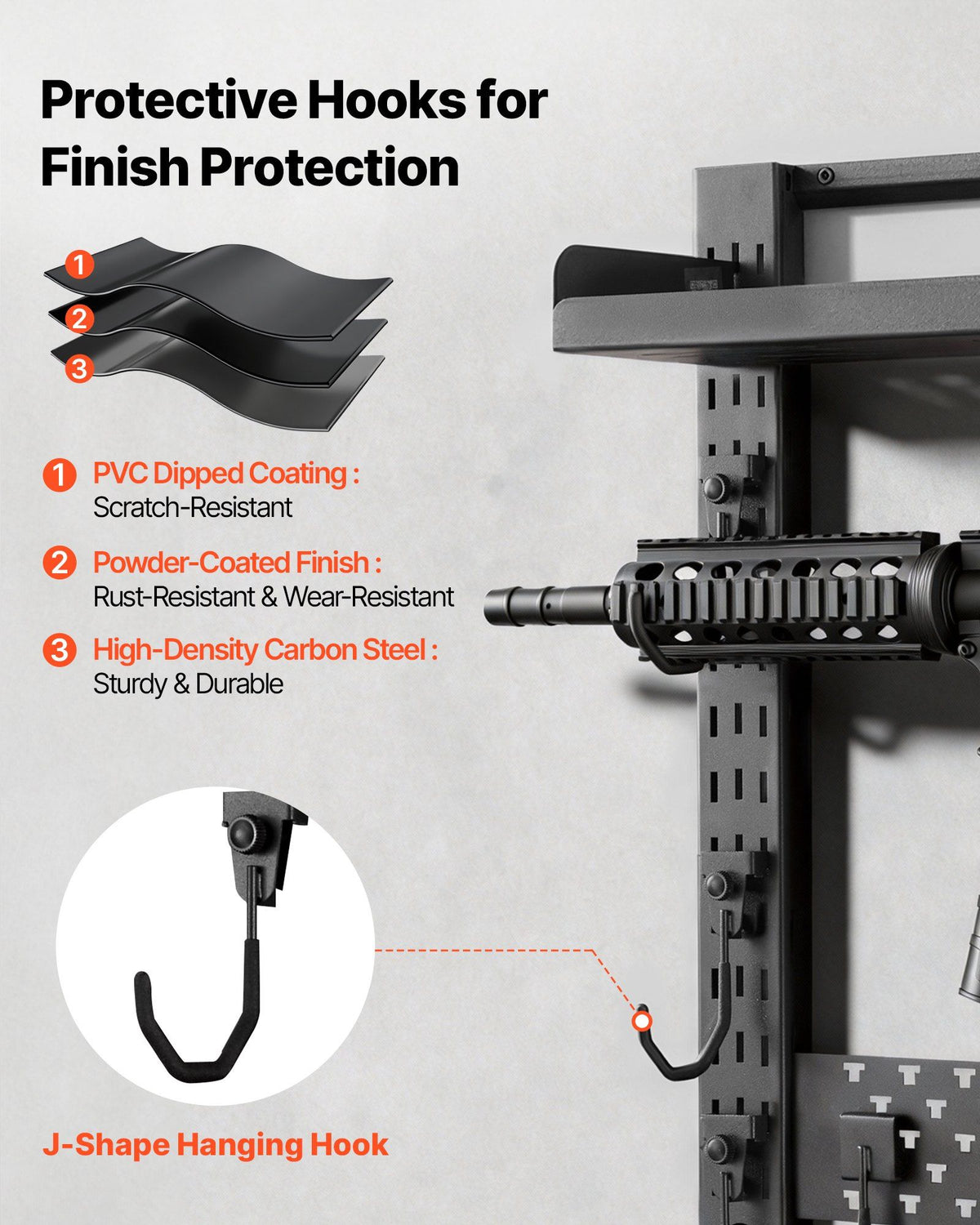 Gun Rack Wall Mount, Heavy Duty Steel, Indoor Rifle Shotgun Rack with Magazine Holder, MOLLE Panel, Gun Accessories Display Storage Holder, Hold Up to 5 Rifles or Shotguns, for Tactical Gear