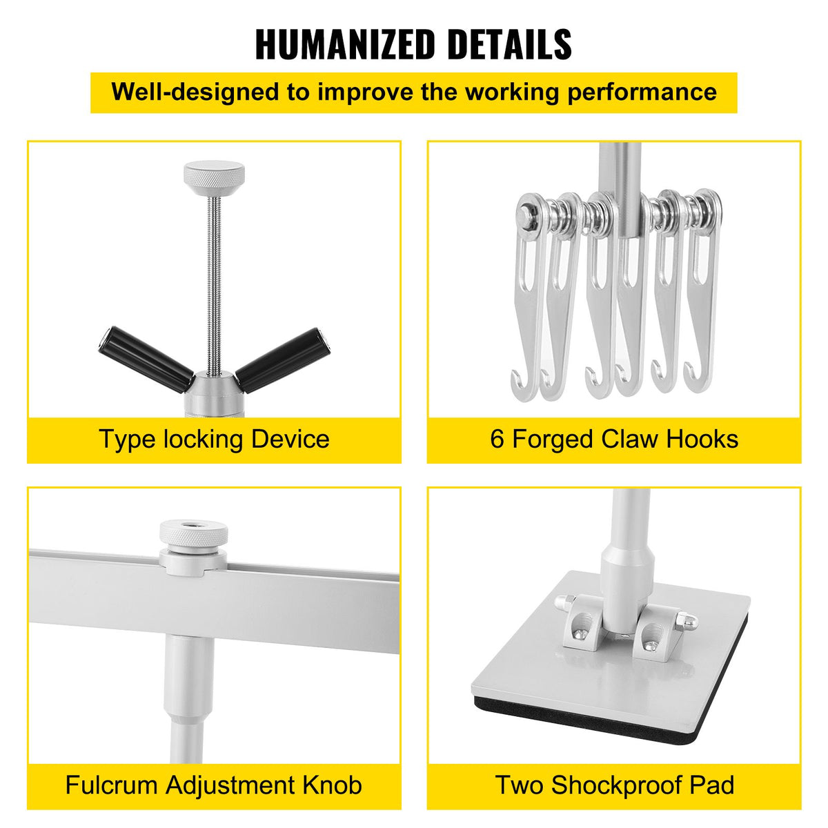 Car Dent Puller Kit, 85CM Dent Pull Lever 6 Claw Hook Accessories, Paintless Dent Removal Kit Dent Pull Lever Bar Kit for Auto Body Repair Door Dings and Hail Damage