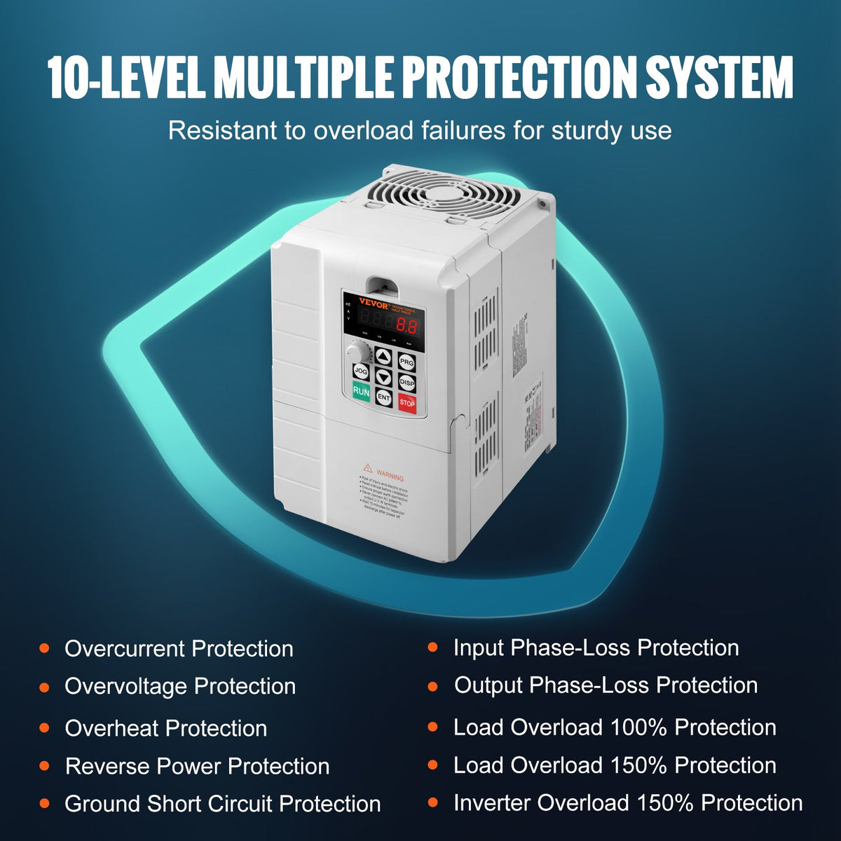 VFD 10HP, 7.5KW, 34A, 1 Phase 220V-240V Input to 3 Phase 220V-240V Output Variable Frequency Drive, 0-400Hz VFD for AC Motor Speed Control