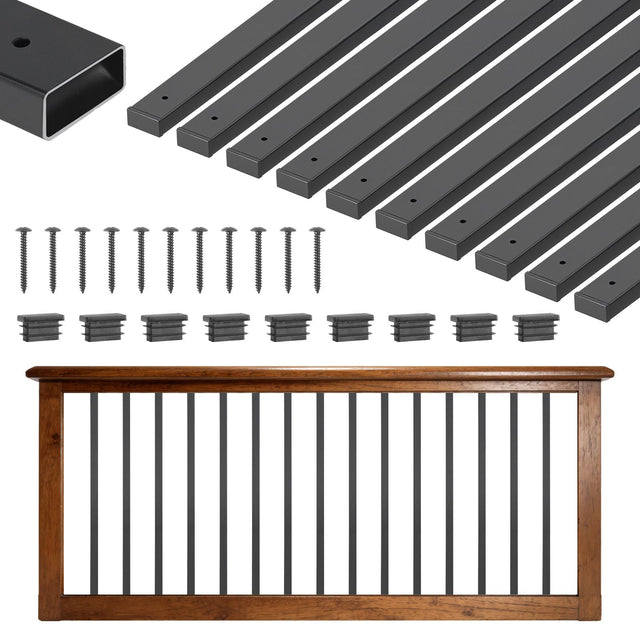 61 Pack Deck Balusters, 82 End Caps, Screws, Deck, Porch & Stair Railing, Black