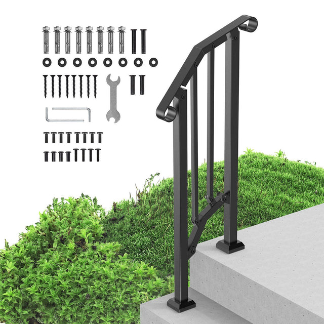 1-2 Step Carbon Steel Stair Handrail Black