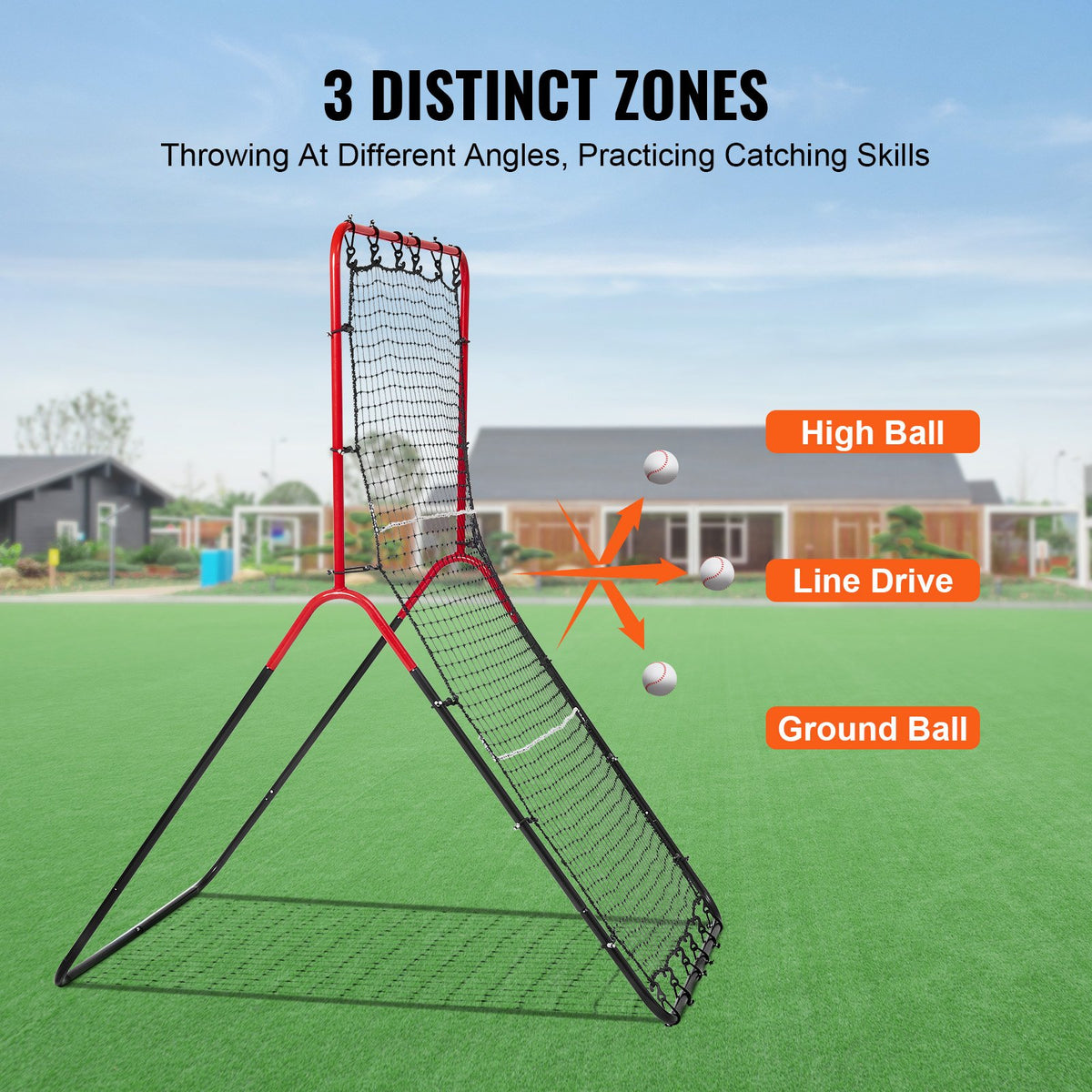 Baseball And Softball Rebounder Net, 3 x 4.5 ft PitchBack Baseball Pitching Nest, 3-Way Baseball, Softball Pitchback Net, Fielding Trainer, Bounce Back Net for Fielding/Throwing Practice