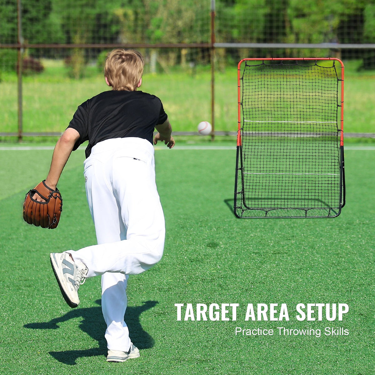 Baseball And Softball Rebounder Net, 3 x 4.5 ft PitchBack Baseball Pitching Nest, 3-Way Baseball, Softball Pitchback Net, Fielding Trainer, Bounce Back Net for Fielding/Throwing Practice