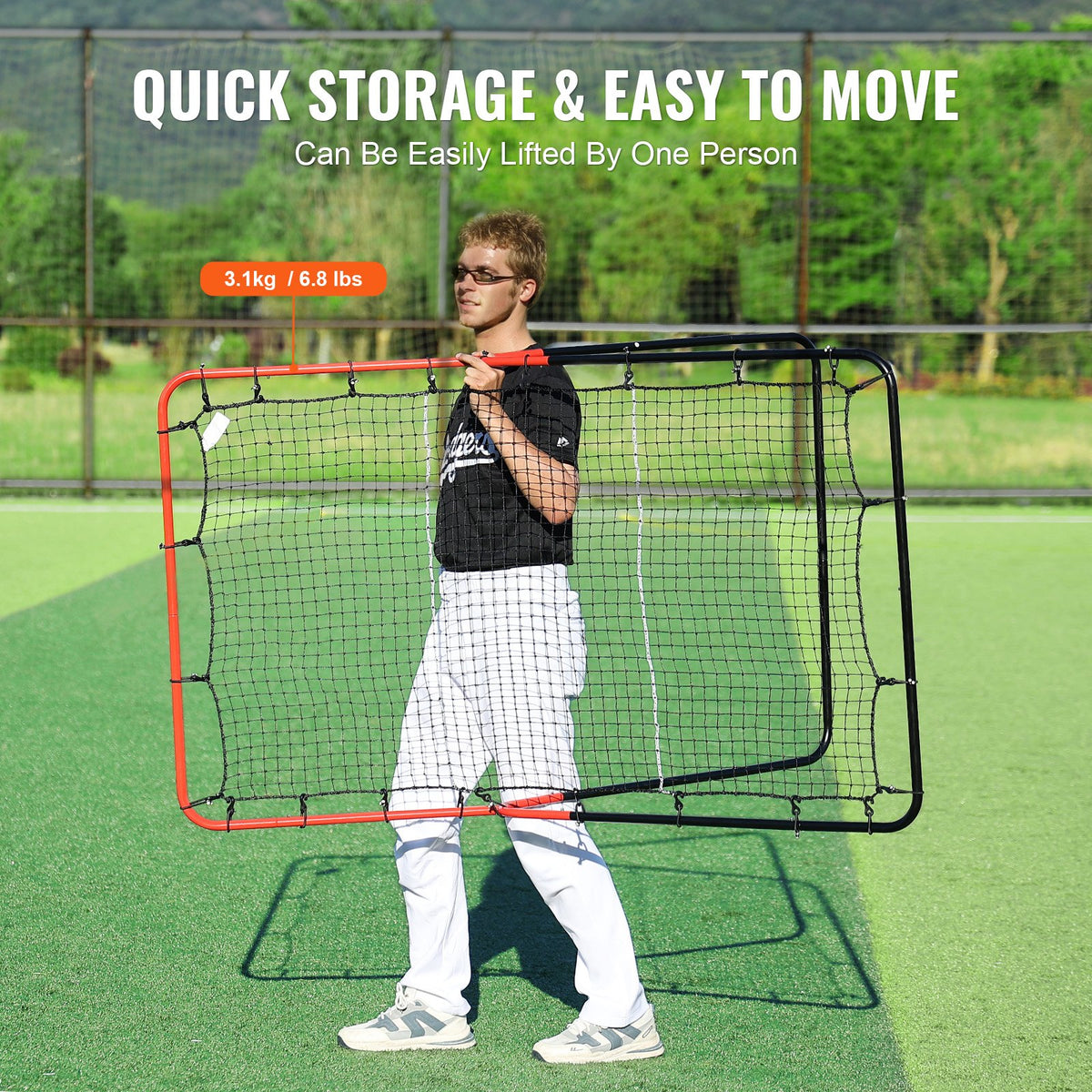 Baseball And Softball Rebounder Net, 3 x 4.5 ft PitchBack Baseball Pitching Nest, 3-Way Baseball, Softball Pitchback Net, Fielding Trainer, Bounce Back Net for Fielding/Throwing Practice