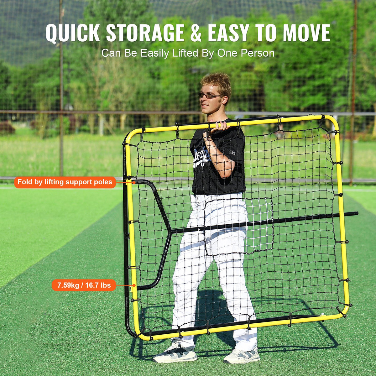 Baseball And Softball Rebounder Net, 4 x 4.5 Feet PitchBack Baseball Nest for Pitching and Fielding Training, Pitch Return Trainer Rebound Net with Pitching Target, 4 Adjustable Angles