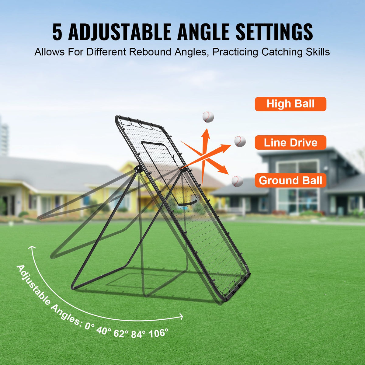 Baseball And Softball Rebounder Net, 4 x 6 Feet PitchBack Baseball Nest for Pitching and Fielding Training, Pitch Return Trainer Rebound Net with Pitching Target, 4 Adjustable Angles