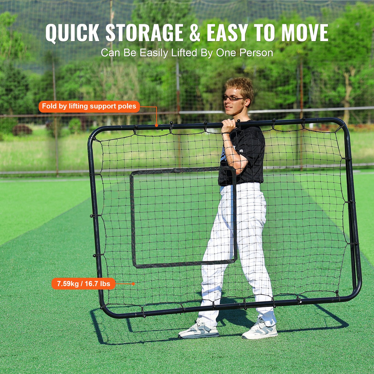 Baseball And Softball Rebounder Net, 4 x 6 Feet PitchBack Baseball Nest for Pitching and Fielding Training, Pitch Return Trainer Rebound Net with Pitching Target, 4 Adjustable Angles