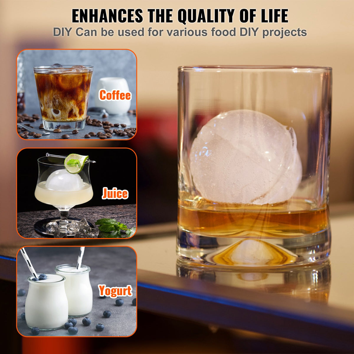 Ice Ball Press, 6cm Ice Ball Maker, Aircraft Al Alloy Ice Ball Press Kit for 60mm Ice Sphere, Ice Press with Tong and Drip Tray, for Whiskey, Cocktail, Bourbon, Scot on Party & Holiday, Red