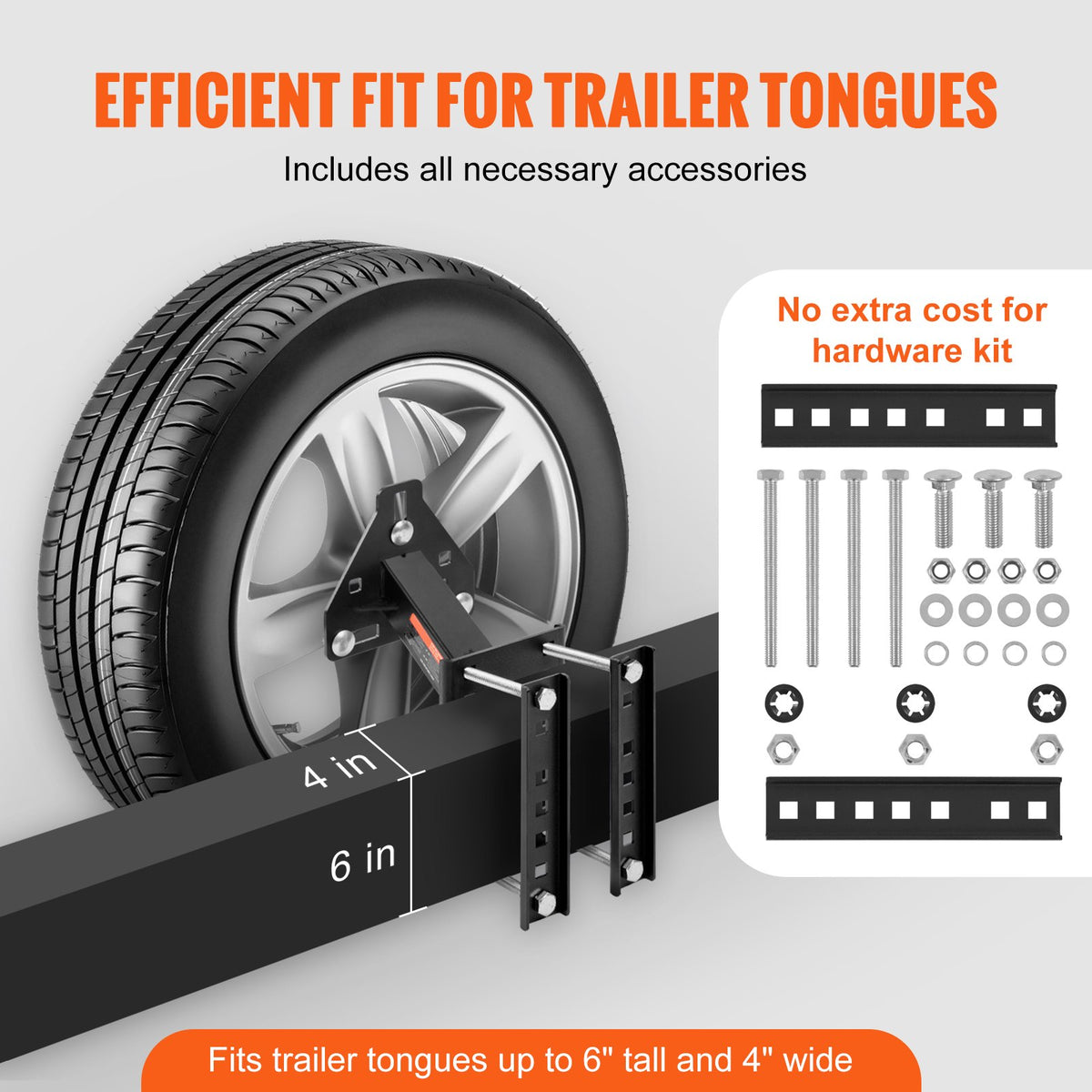 Spare Tire Carrier, Trailer Spare Tire Mount, 160 lbs Capacity, Utility Trailer Accessories Fits Most 4 & 5 & 6 & 8 Lugs Wheels on 4", 4.25", 4.5", 4.75", 5", 5.5", 6", 6.5" Bolt Patterns