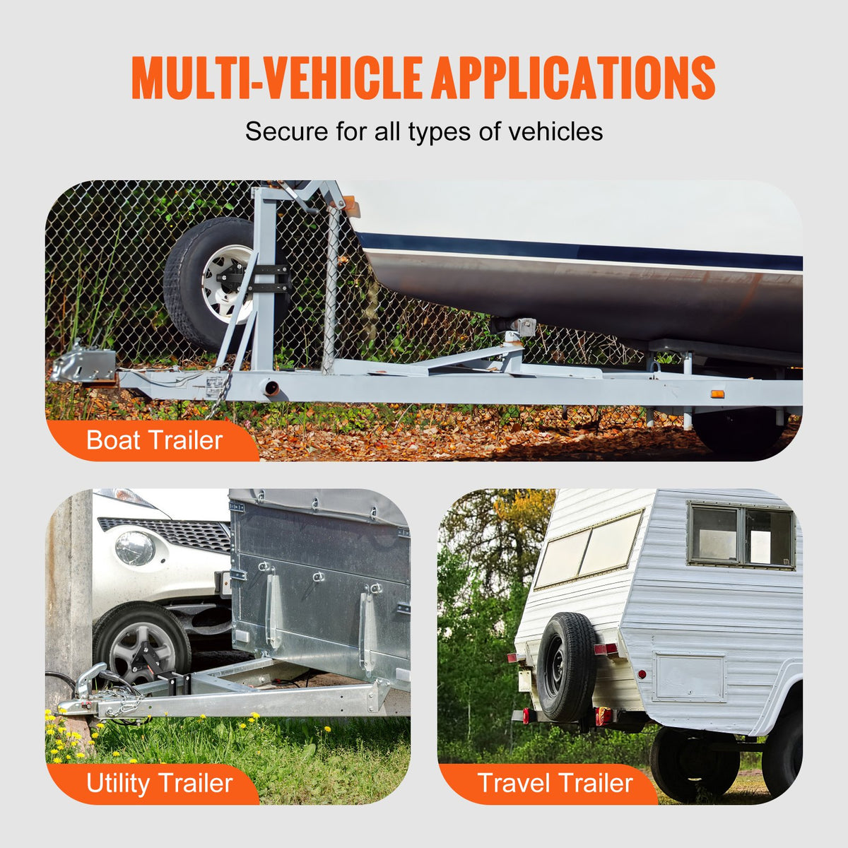 Spare Tire Carrier, Trailer Spare Tire Mount, 160 lbs Capacity, Utility Trailer Accessories Fits Most 4 & 5 & 6 & 8 Lugs Wheels on 4", 4.25", 4.5", 4.75", 5", 5.5", 6", 6.5" Bolt Patterns