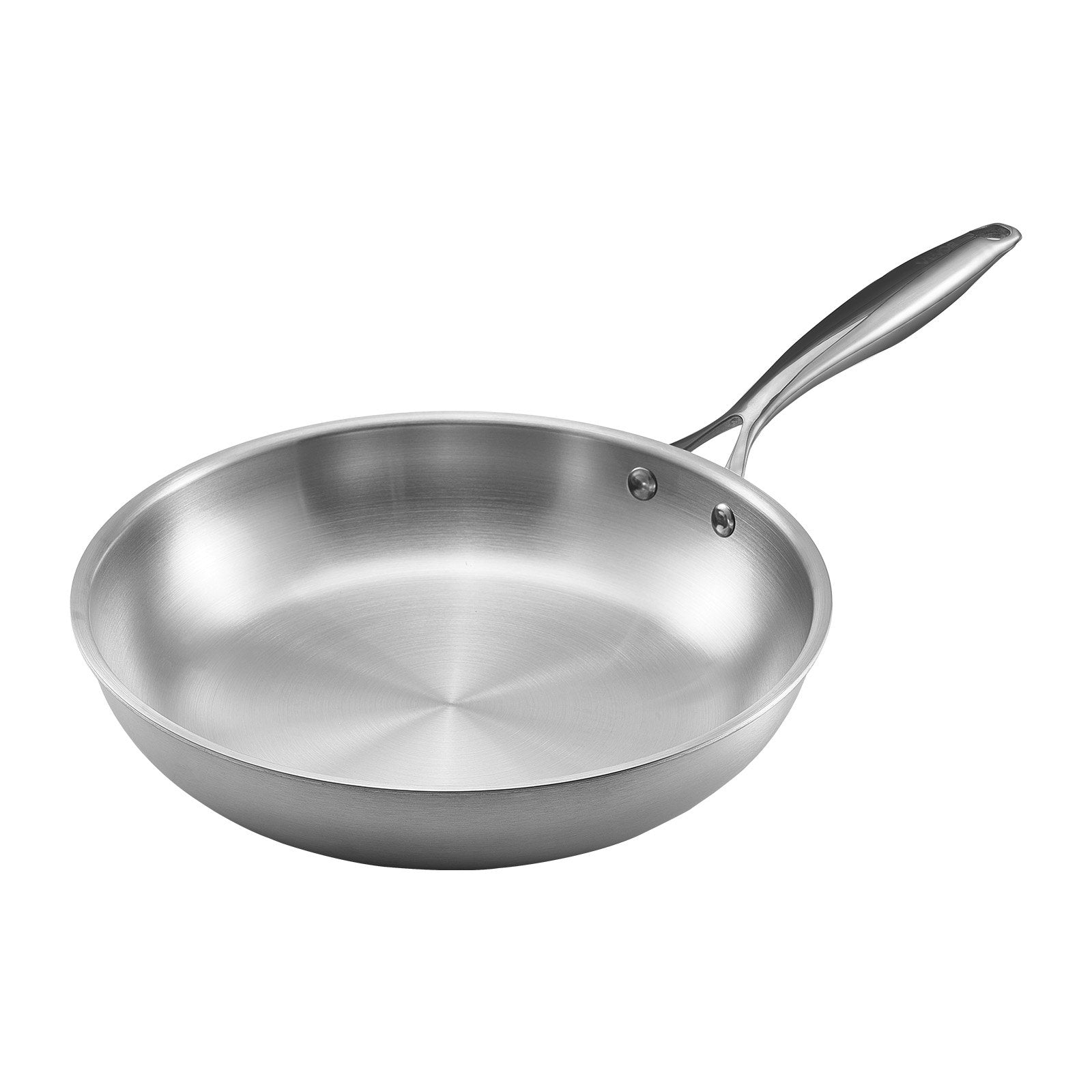 Tri-Ply Stainless Steel Frying Pan, 3 Piece (240, 280, 320 mm), Cooking Skillet with Heat-Resistant Handle, Chef's Kitchen Cookware, Oven, Gas, Electric, Induction, Dishwasher Compatible, Silver