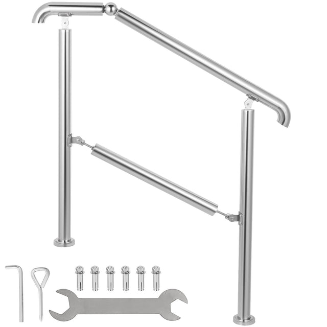 3-Step Adjustable Stainless Steel Railing Indoor Outdoor 220lb Kit