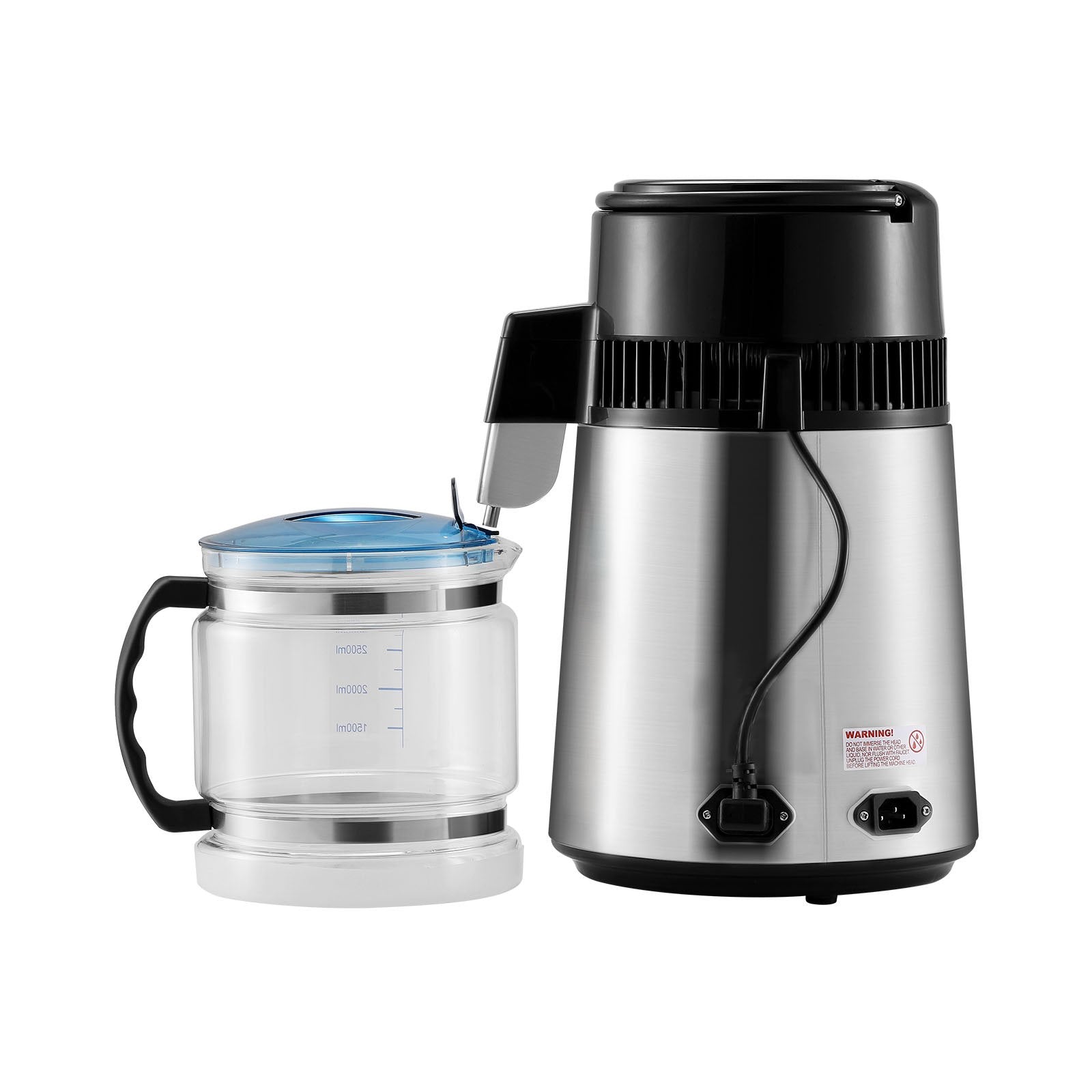 Water Distiller, 4L 1.05 Gallon Pure Water Purifier Filter For Home Countertop, 750W Distilled Water Maker, Stainless Steel Interior Distiller Water Making Machine to Make Clean Water, Silvery