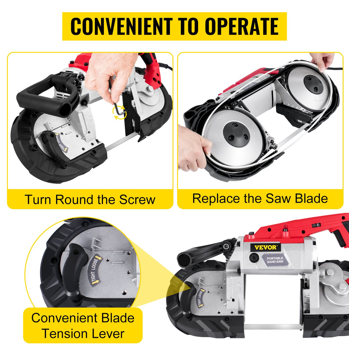 Variable-Speed 127mm Deep Cut Portable Band Saw 220V 10Amp Motor Handheld
