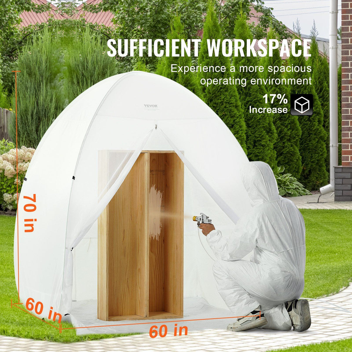 Spray Paint Shelter, 60 x 60 x 70 in Pop-Up Portable Spray Paint Tent with Built-In Floor, Exhaust Window and Storage Bag, Foldable Paint Booth for Furniture, DIY Hobby Tool Painting Station
