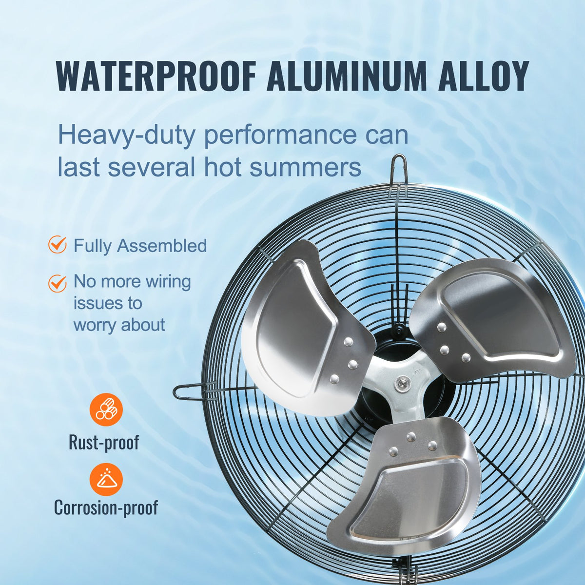 Shutter Exhaust Fan, 406 mm High-speed 1400RPM 1506 CFM, Aluminum Wall Mount Attic Fan with AC-motor, Ventilation and Cooling for Greenhouses, Garages, Sheds, Shops