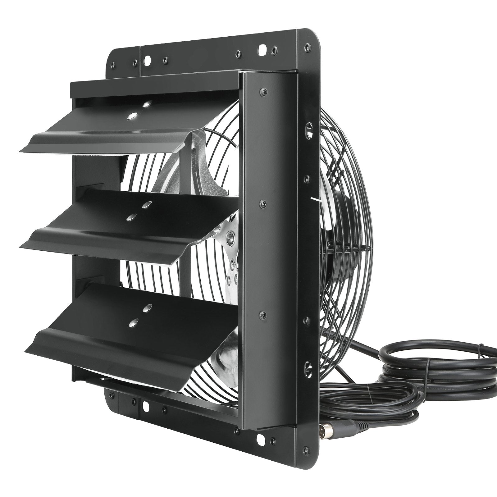 Shutter Exhaust Fan, 254mm / 10inch with Temperature Humidity Controller, EC-motor, 843 CFM, Variable Speed Adjustable Wall Mount Attic Fan, Ventilation and Cooling for Greenhouses, Garages, Sheds