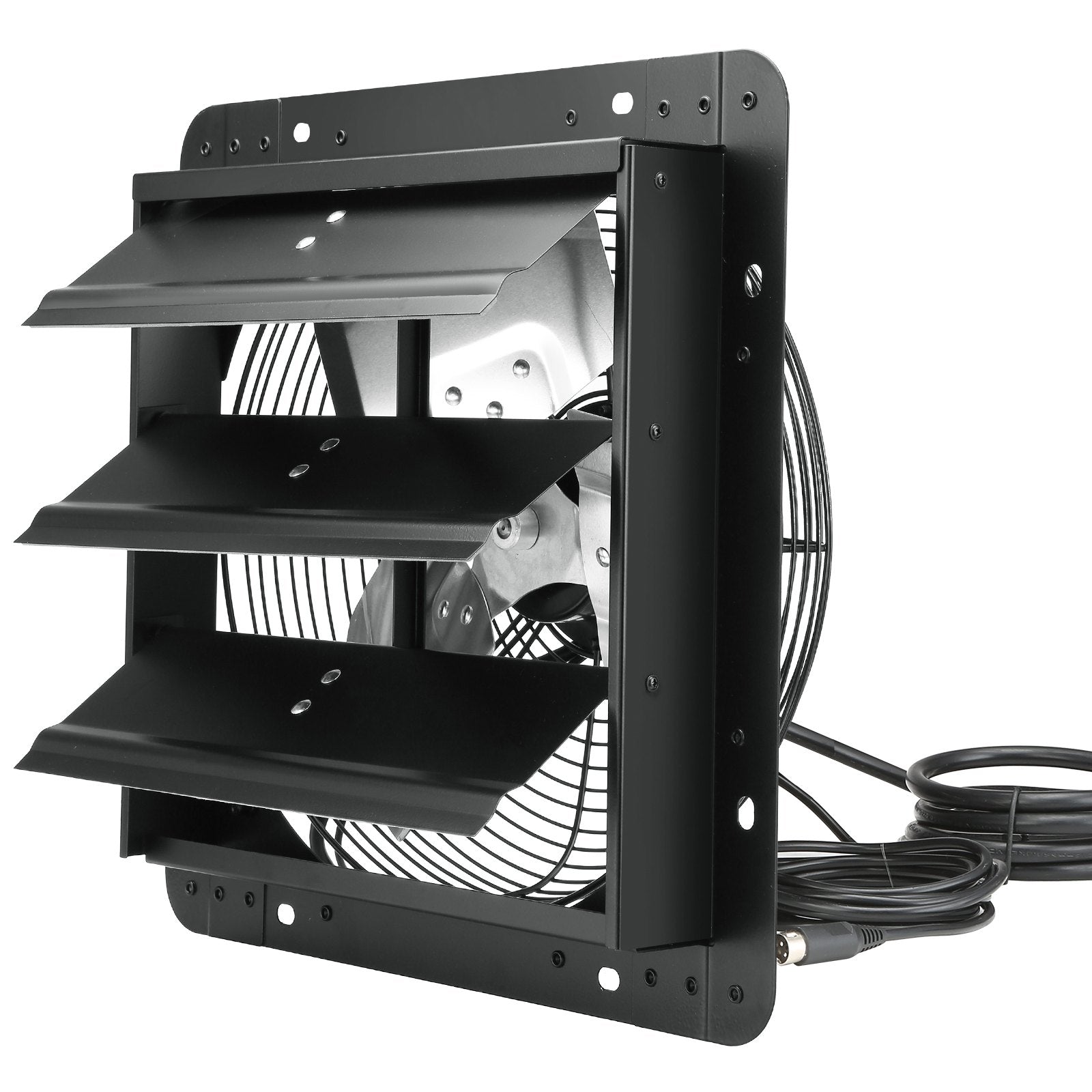 Shutter Exhaust Fan, 305 mm /12 inch with Temperature Humidity Controller, EC-motor, 904 CFM, Variable Speed Adjustable Wall Mount Attic Fan, Ventilation and Cooling for Greenhouses, Garages, Sheds