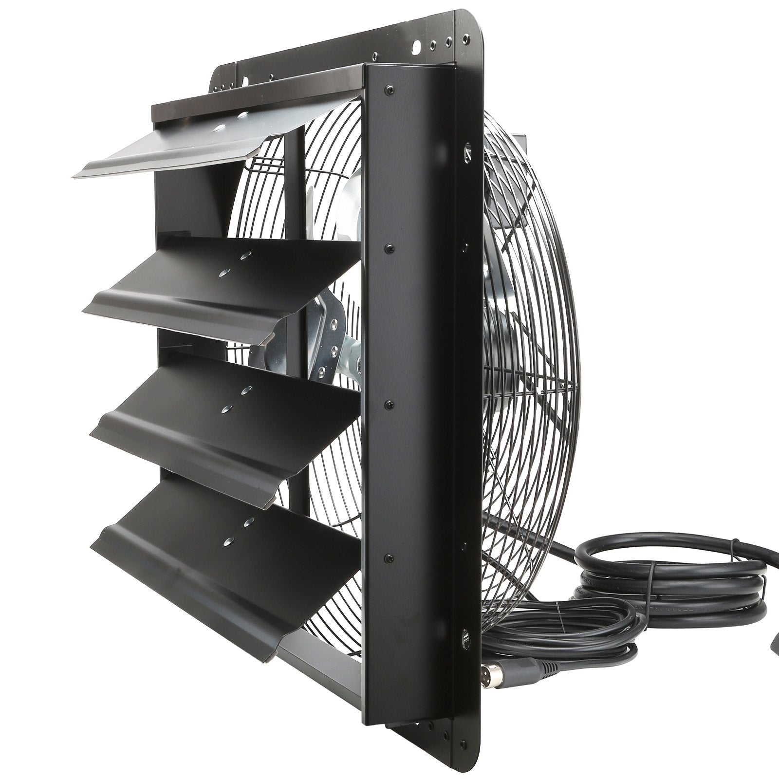Shutter Exhaust Fan, 406 mm /16inch with Temperature Humidity Controller, EC-motor, 1747 CFM, Variable Speed Adjustable Wall Mount Attic Fan, Ventilation and Cooling for Greenhouses, Garages, Sheds