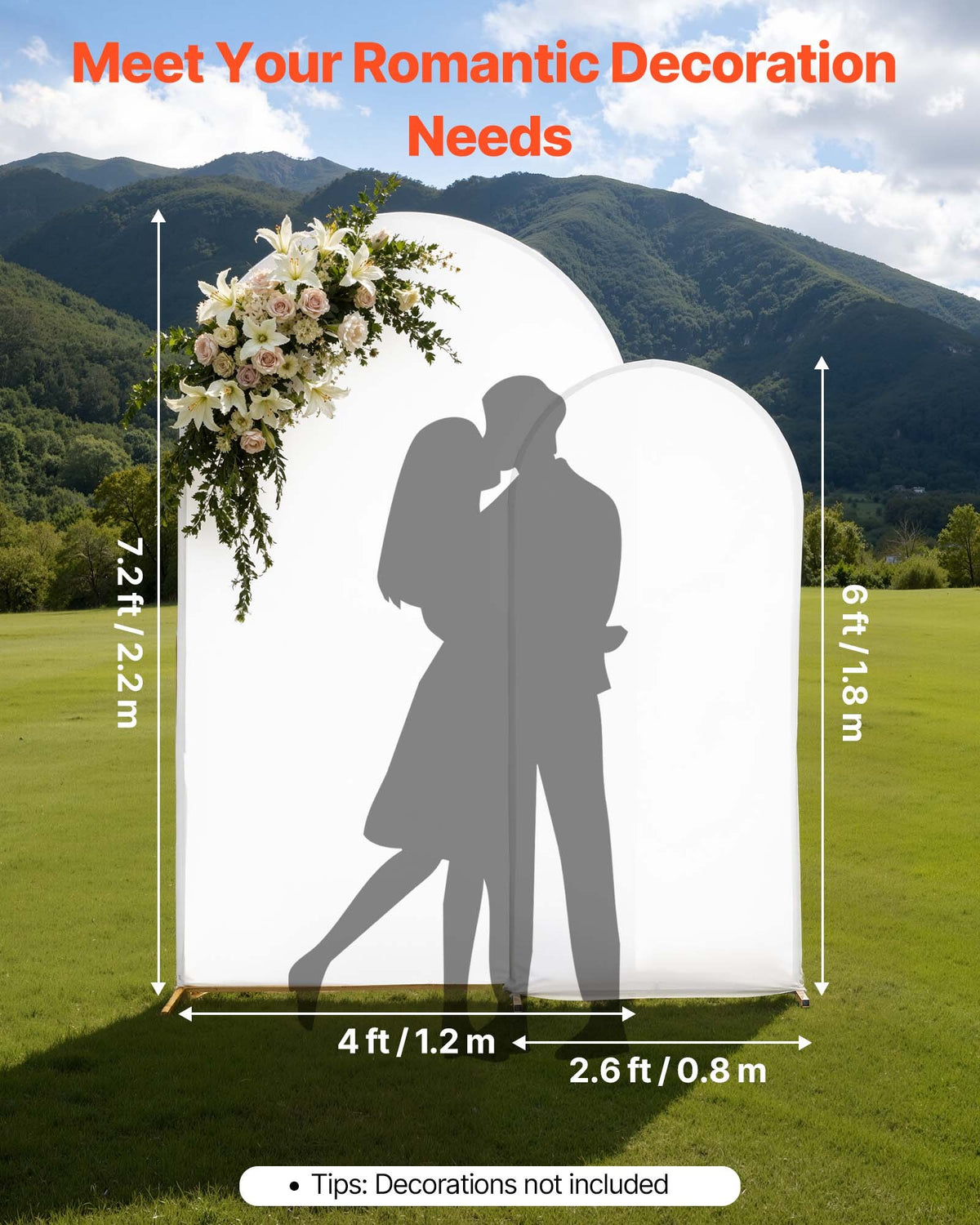 Arch Backdrop Stand, Set of 2, 2.2 m and 1.8 m, Stable Structure, Easy Assembly, Gold Metal Arch Backdrop Stand with Cover for Wedding, Birthday Party, Celebration, and Ceremony Decoration