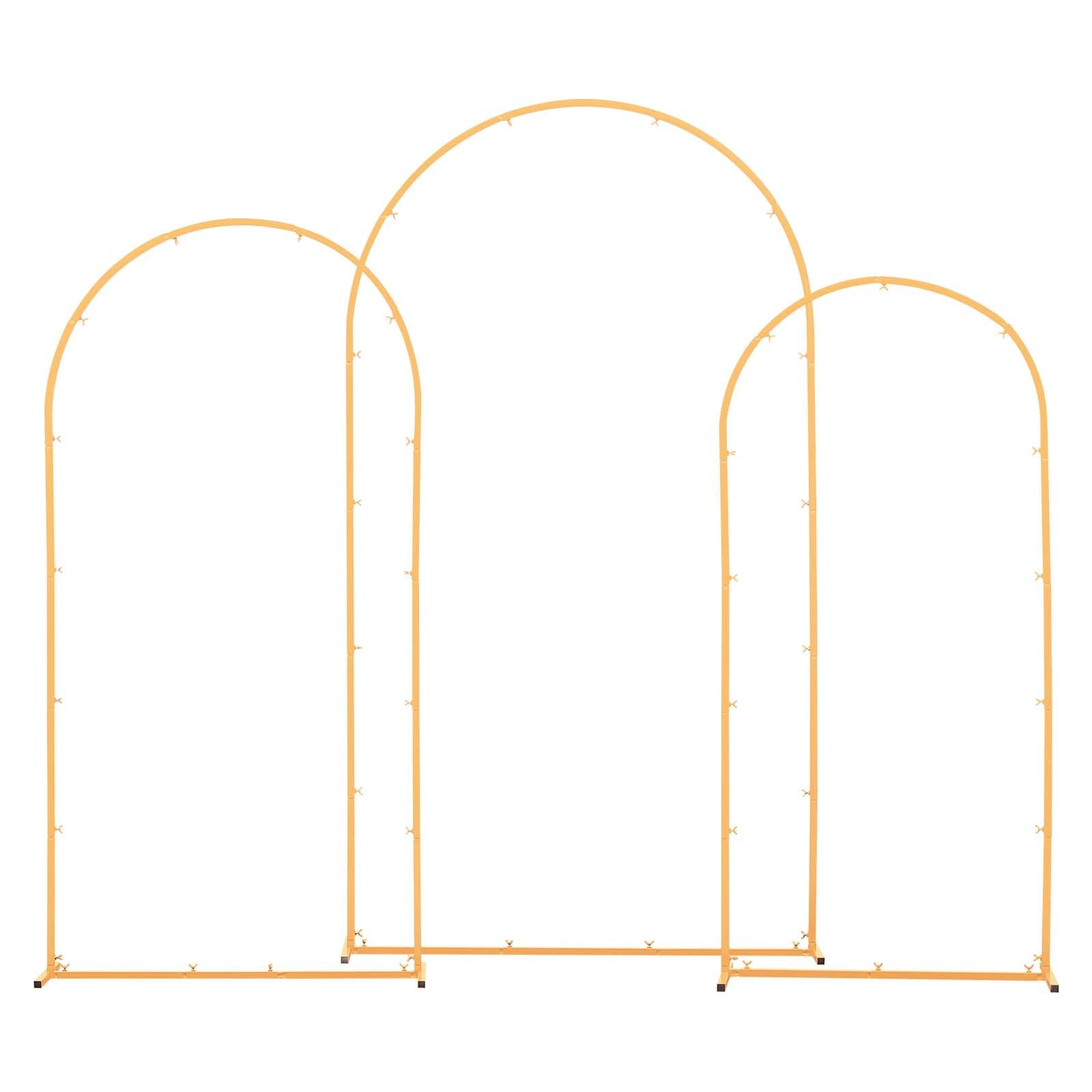 Arch Backdrop Stand, Set of 3, 2.2/2/1.8 m , Stable Structure, Easy Assembly, Gold Metal Arch Backdrop Stand for Wedding, Birthday Party, Graduation, Holiday Celebration, and Ceremony Decoration