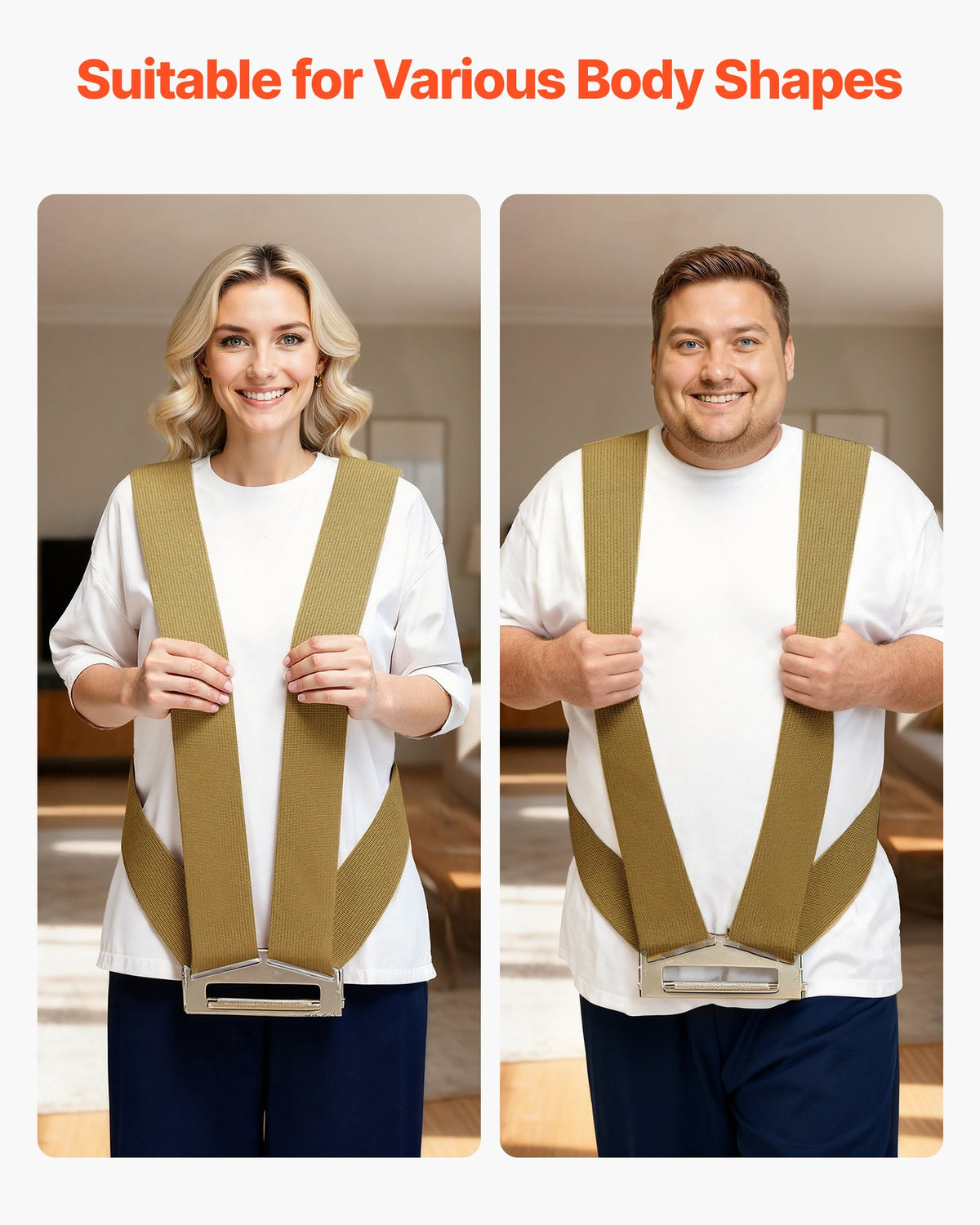 Moving Straps, Supports up to 453.6 kg, 2-Person Lifting and Moving System with 2 Harness Straps & 1 Load-bearing Strap, Adjustable Lifting Shoulder Straps Move Furniture Appliances Mattresses