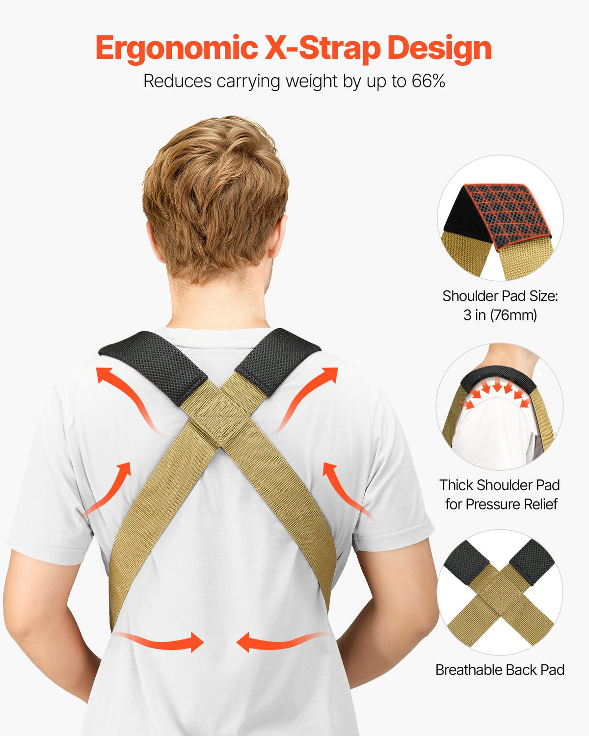 Moving Straps, Supports up to 453.6 kg, 2-Person Lifting and Moving System with 2 Harness Straps & 2 Load-bearing Straps, Adjustable Lifting Shoulder Straps Move Furniture Appliances Mattresses