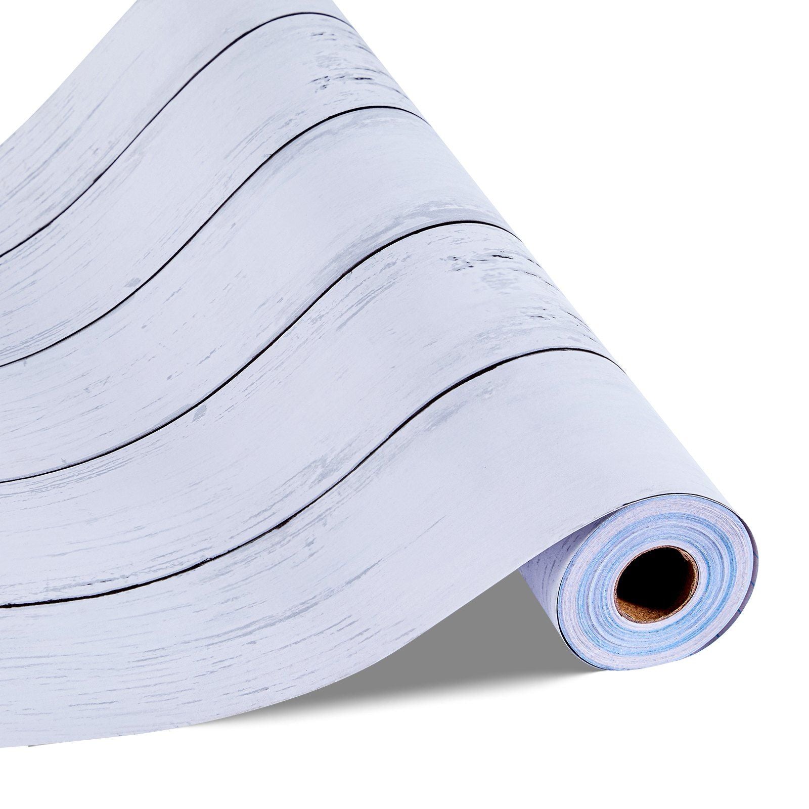 Peel and Stick Wallpaper, 45cm x 12m Contact Paper White Wood Textured Waterpoof Self Adhesive, Easy to Clean & Peel Wall Decorative Vinyl Roll for Bedroom Kitchen Office Bathroom Desk