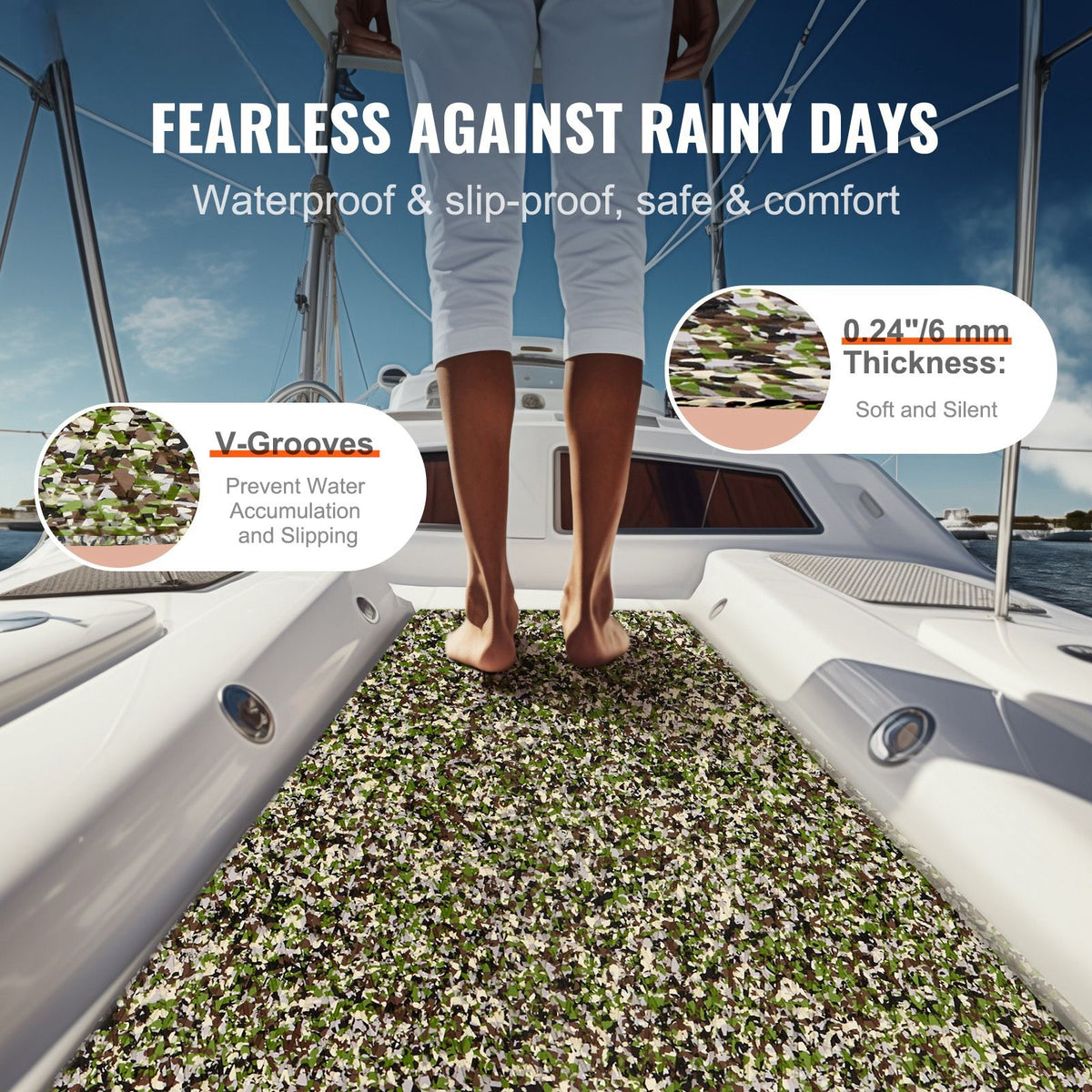 Boat Flooring, EVA Foam Boat Decking 94.5" x 35.4", Non-Slip Self-Adhesive Flooring, 23.2 sq.ft Marine Carpet for Boats, Yacht, Pontoon, Kayak Decking